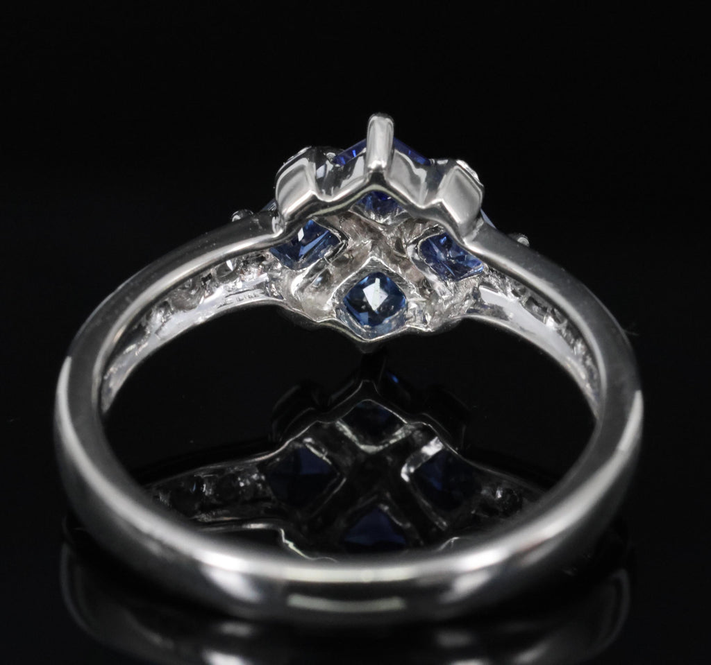 Fine 0.50ct Natural Royal Blue Sapphire & 0.25ct Diamond Platinum Ring, Size 6