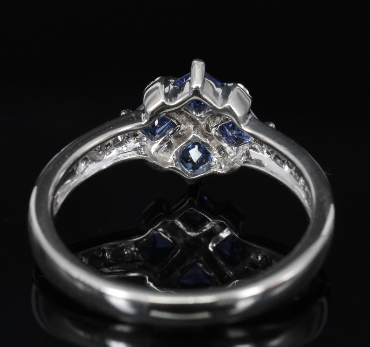 Fine 0.50ct Natural Royal Blue Sapphire & 0.25ct Diamond Platinum Ring, Size 6