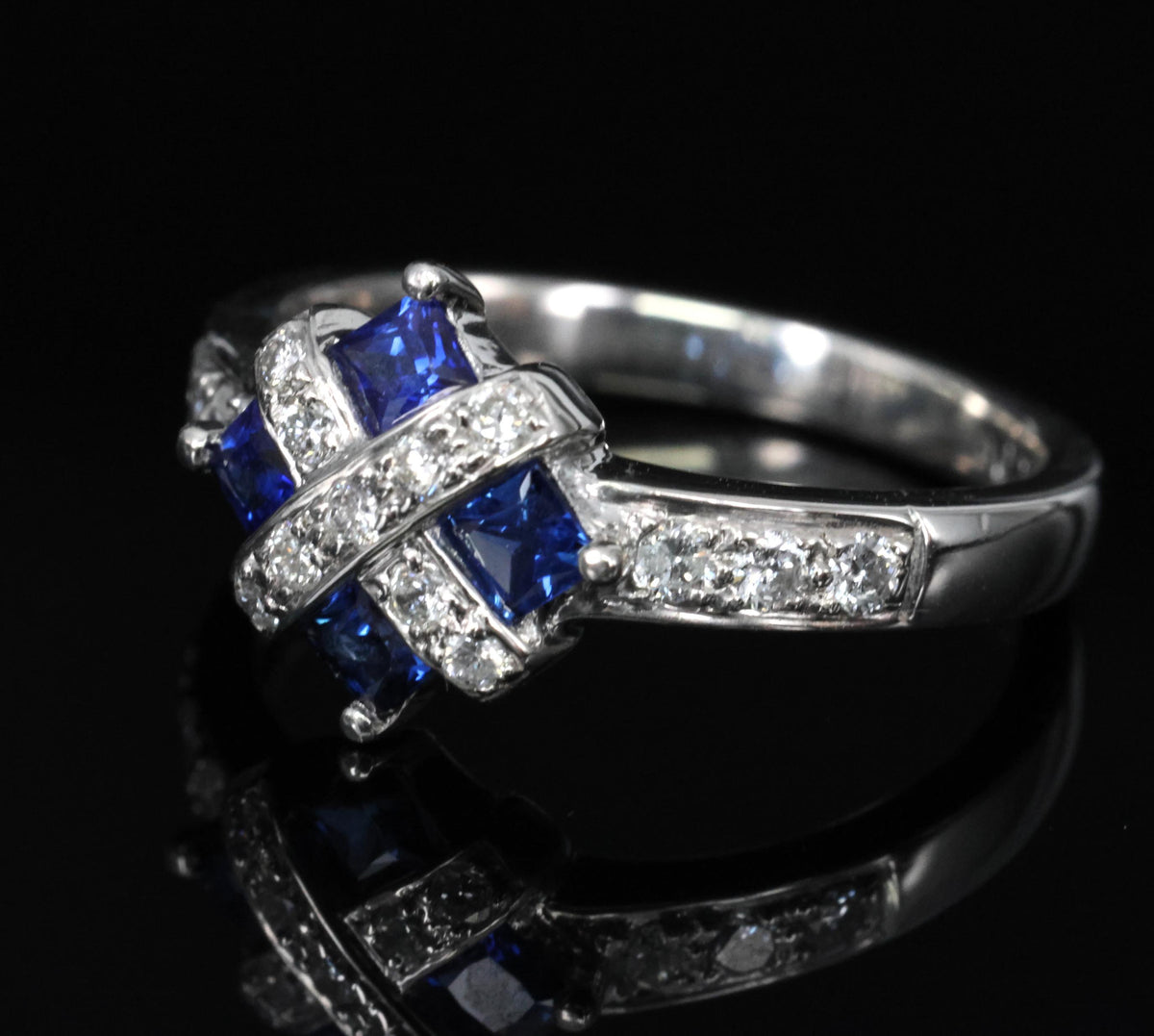 Fine 0.50ct Natural Royal Blue Sapphire & 0.25ct Diamond Platinum Ring, Size 6