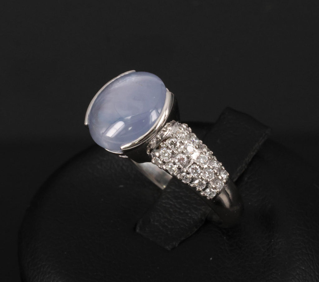 Fine 4.61ct Natural Star Sapphire & 0.36ct Diamond Platinum Ring Size 7.75