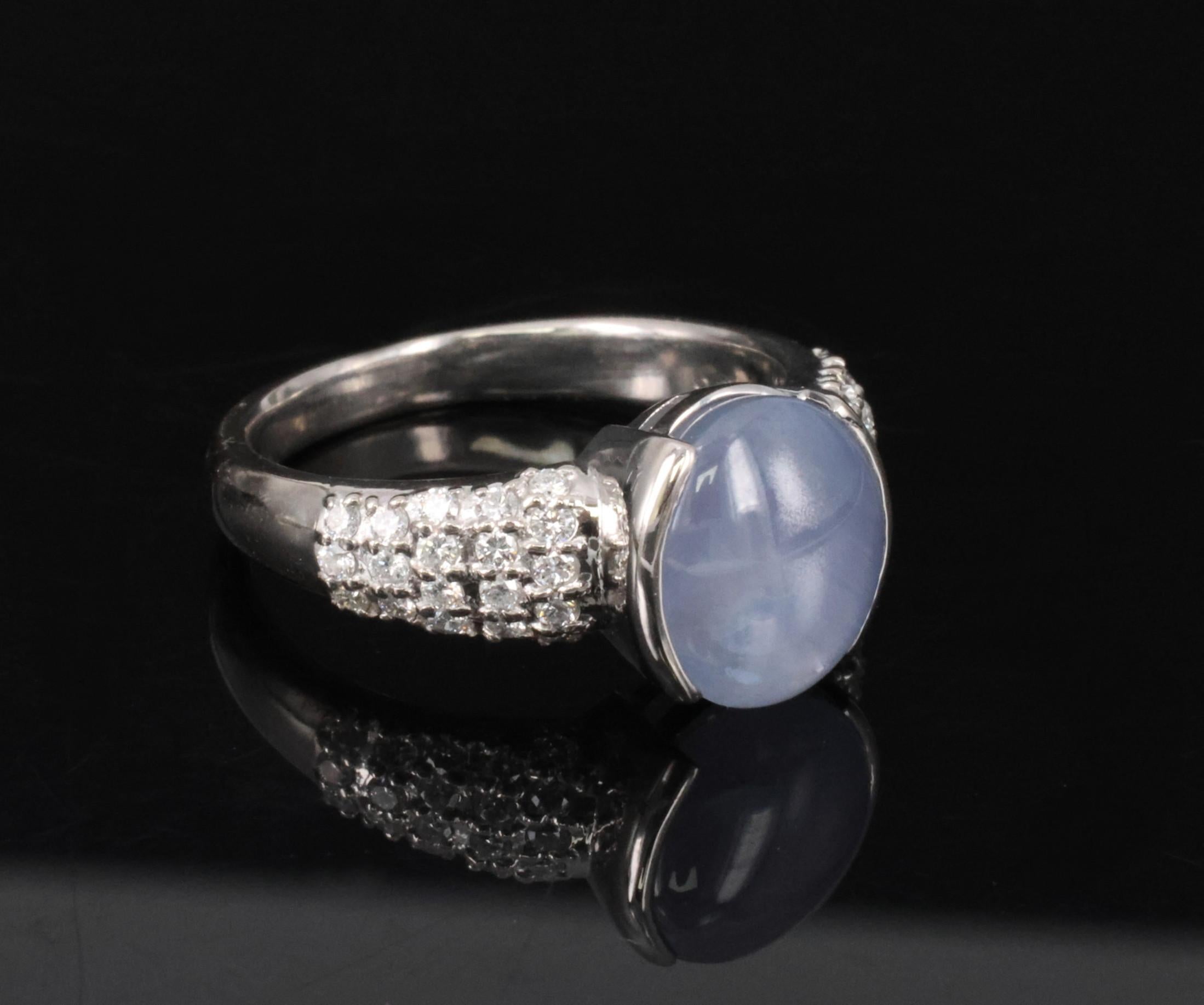 Fine 4.61ct Natural Star Sapphire & 0.36ct Diamond Platinum Ring Size 7.75