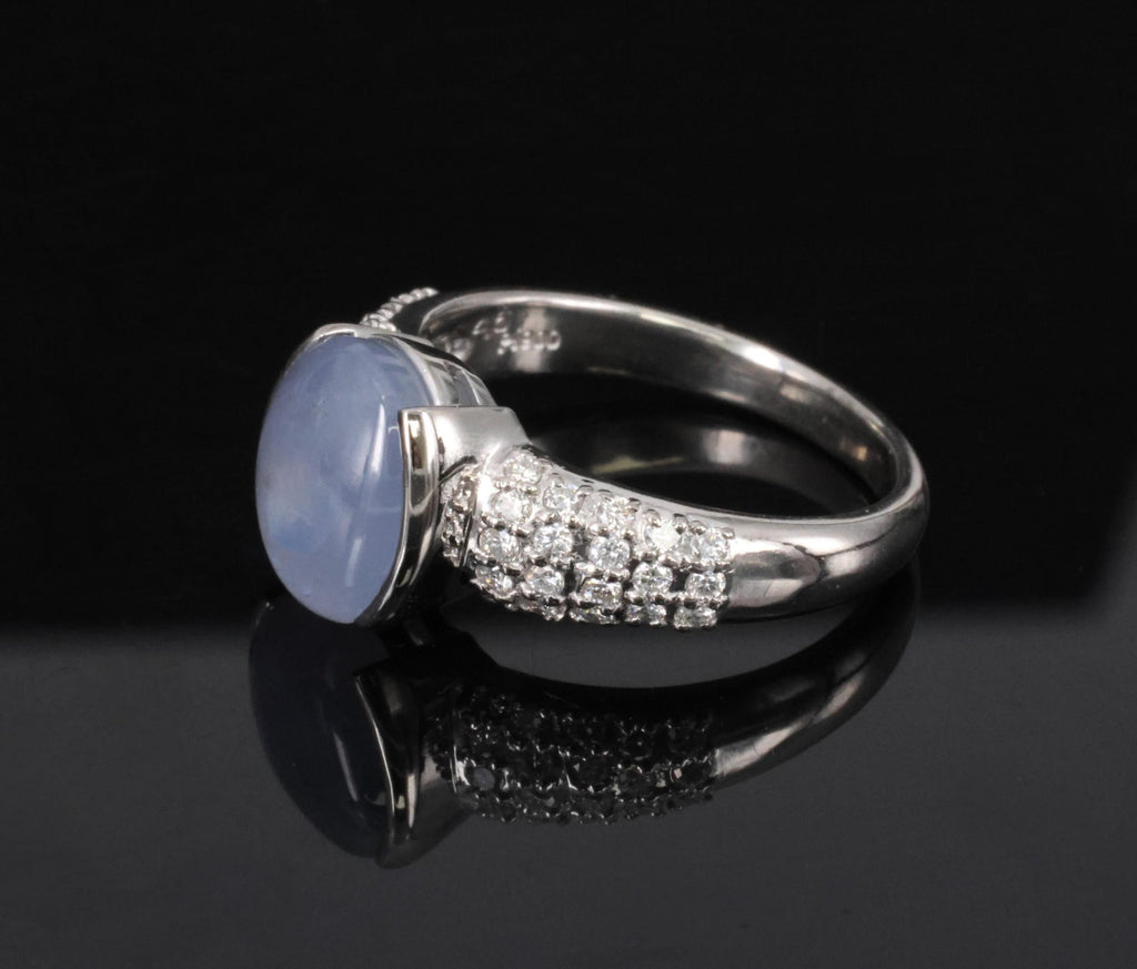 Fine 4.61ct Natural Star Sapphire & 0.36ct Diamond Platinum Ring Size 7.75