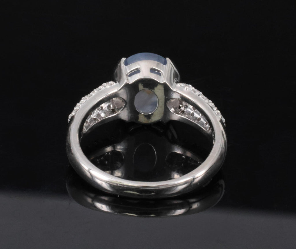 Fine 4.61ct Natural Star Sapphire & 0.36ct Diamond Platinum Ring Size 7.75