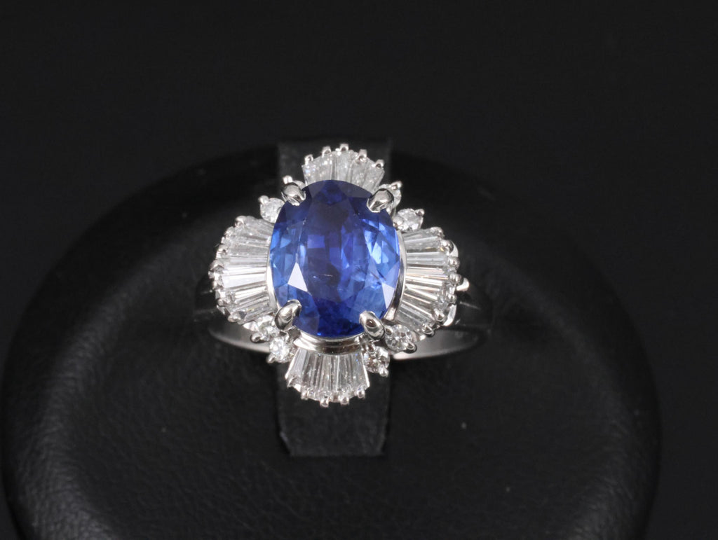 2.62ct GIA Ceylon Heated Sapphire & 0.47ct Diamond Platinum Ring Size 5.25, 7.5g