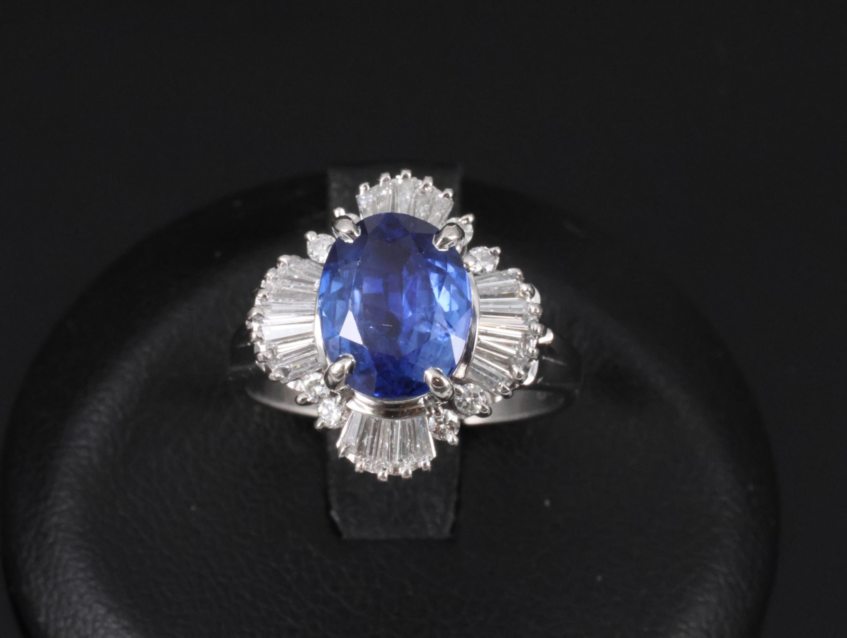 2.62ct GIA Ceylon Heated Sapphire & 0.47ct Diamond Platinum Ring Size 5.25, 7.5g
