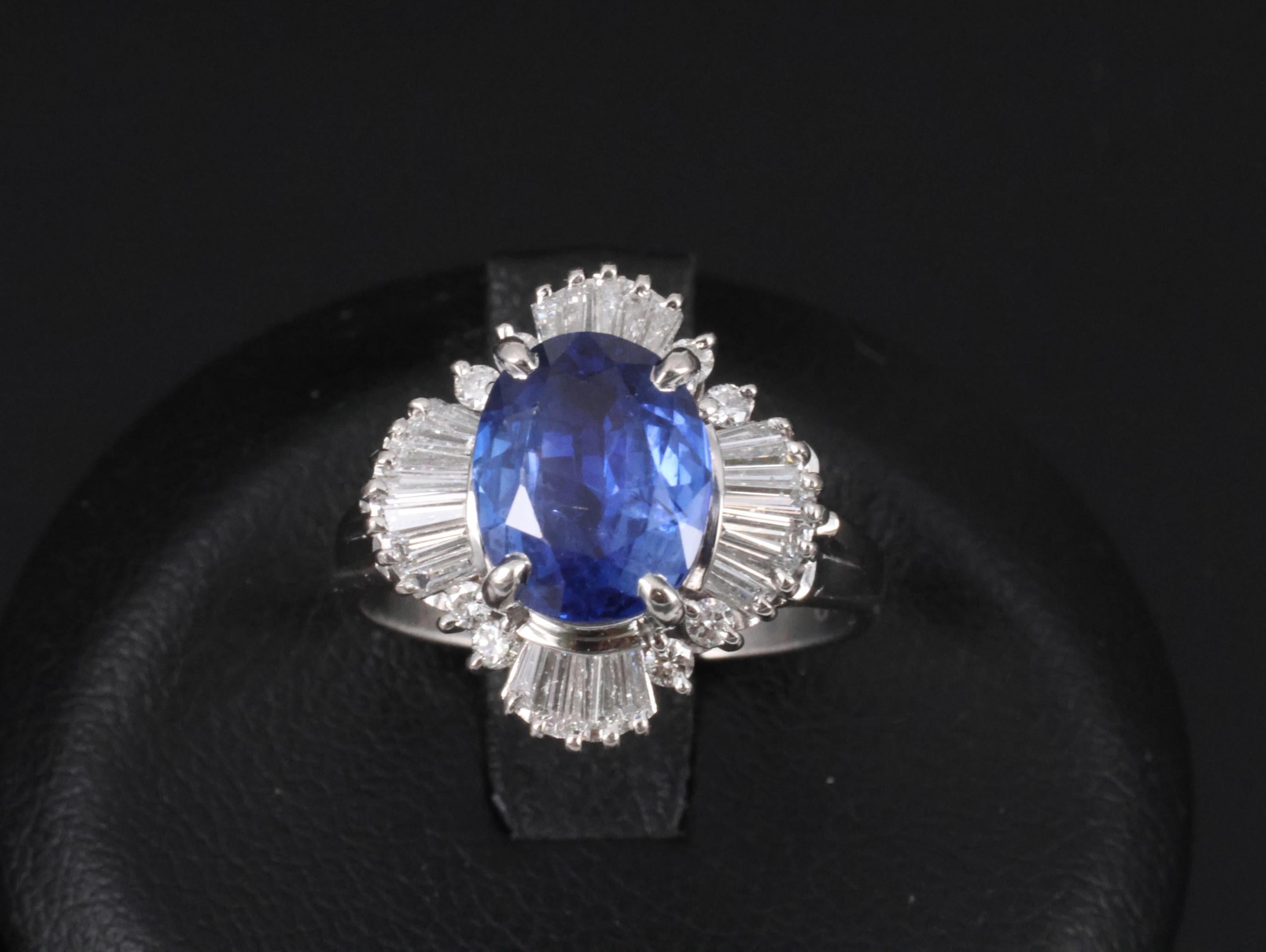 2.62ct GIA Ceylon Heated Sapphire & 0.47ct Diamond Platinum Ring Size 5.25, 7.5g