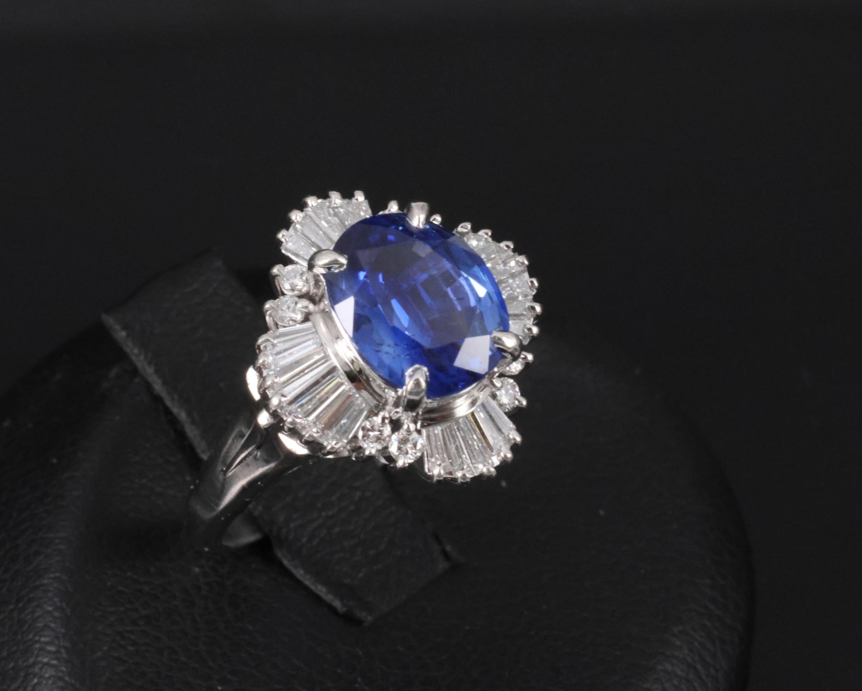 2.62ct GIA Ceylon Heated Sapphire & 0.47ct Diamond Platinum Ring Size 5.25, 7.5g
