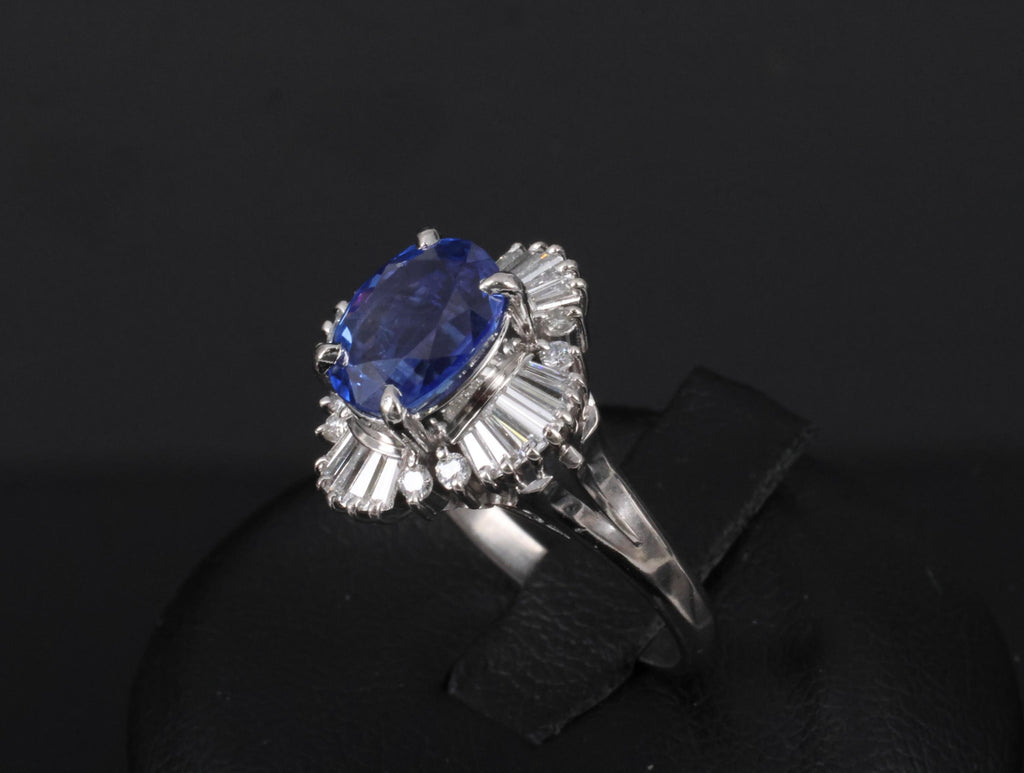 2.62ct GIA Ceylon Heated Sapphire & 0.47ct Diamond Platinum Ring Size 5.25, 7.5g