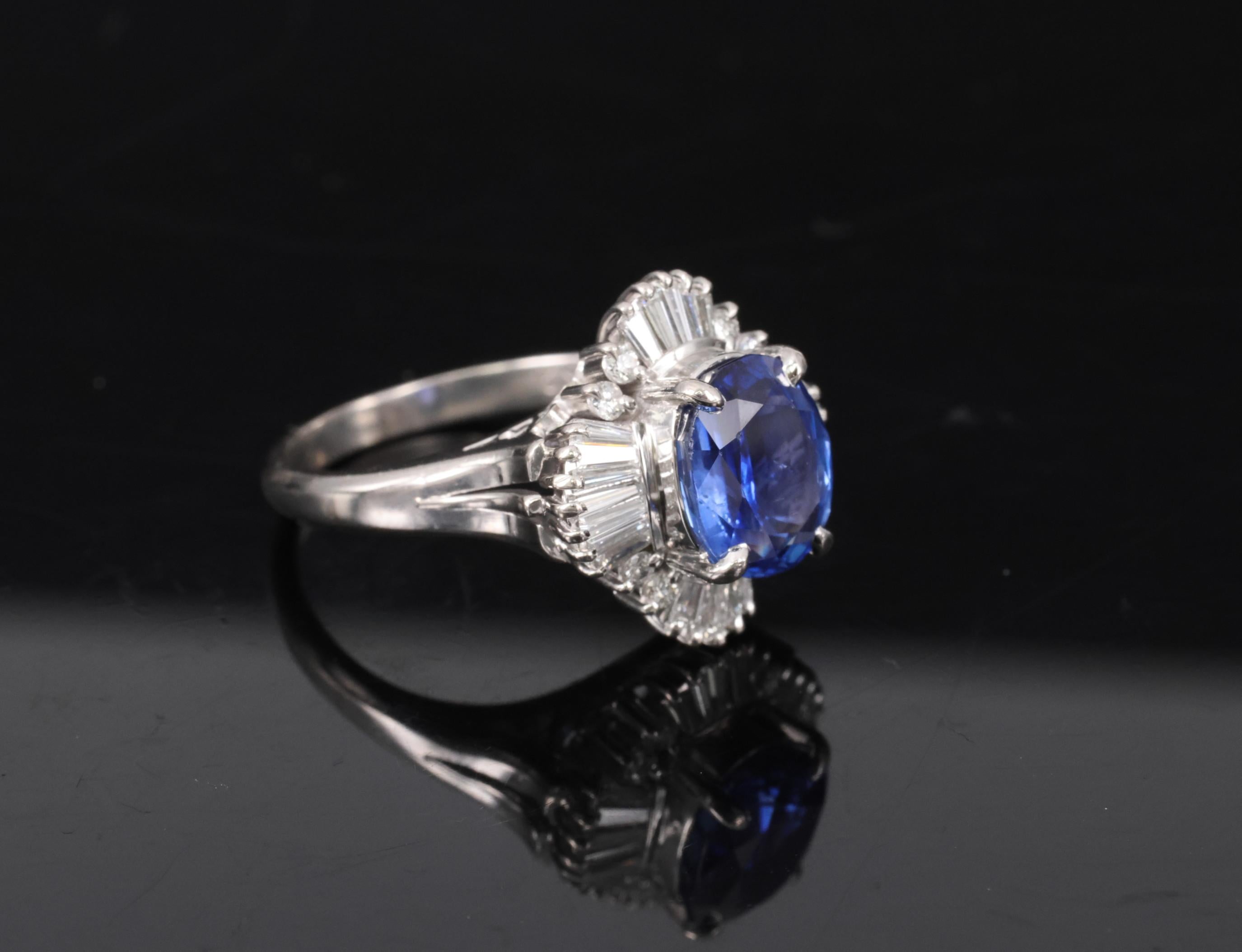 2.62ct GIA Ceylon Heated Sapphire & 0.47ct Diamond Platinum Ring Size 5.25, 7.5g
