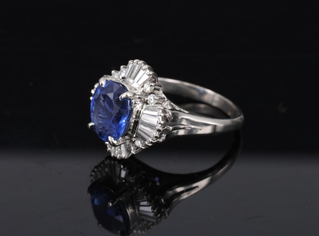2.62ct GIA Ceylon Heated Sapphire & 0.47ct Diamond Platinum Ring Size 5.25, 7.5g
