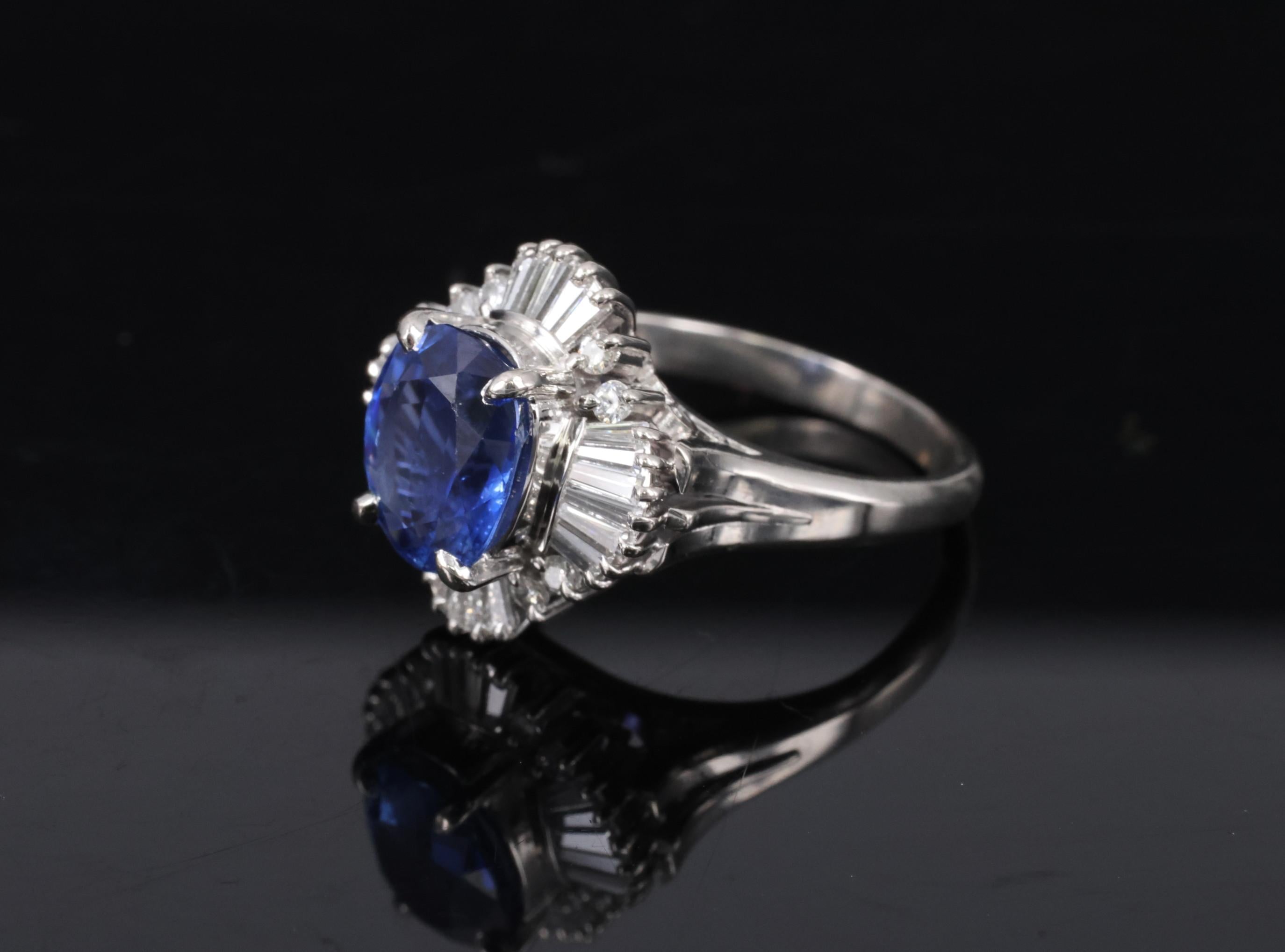 2.62ct GIA Ceylon Heated Sapphire & 0.47ct Diamond Platinum Ring Size 5.25, 7.5g