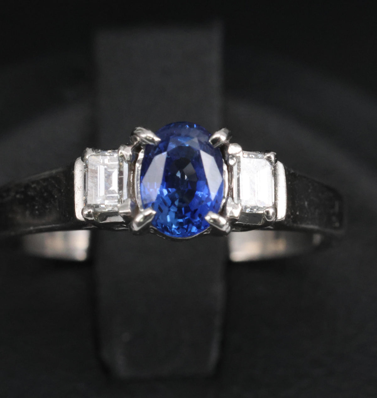 Fine 0.61ct Royal Blue Sapphire & 0.22ct Diamond Platinum Ring, Size 6.25