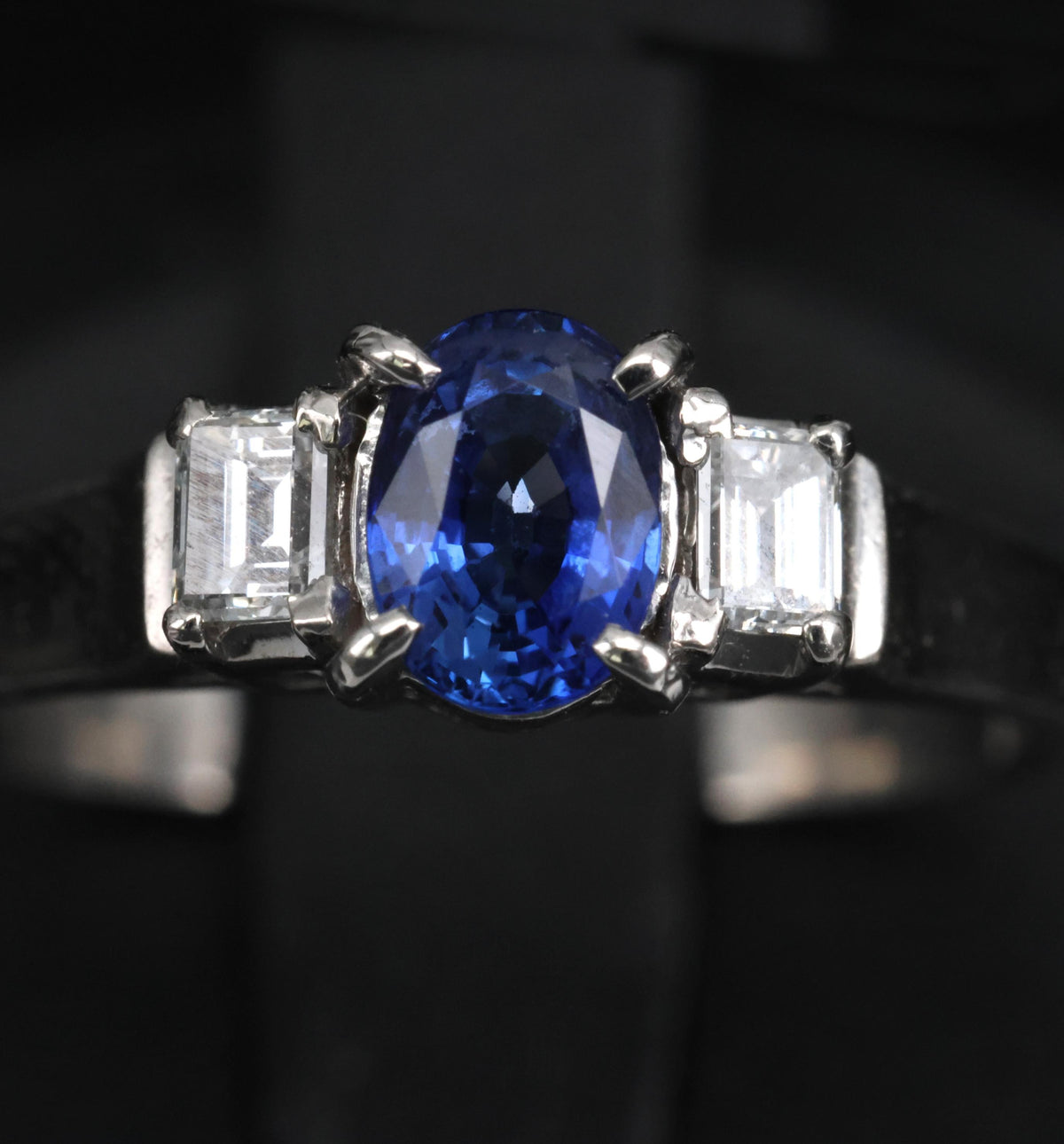 Fine 0.61ct Royal Blue Sapphire & 0.22ct Diamond Platinum Ring, Size 6.25