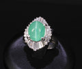 5.25ct GIA Certified Cat's Eye Emerald & 1.07ct Diamond Platinum Ring, Size 7.25