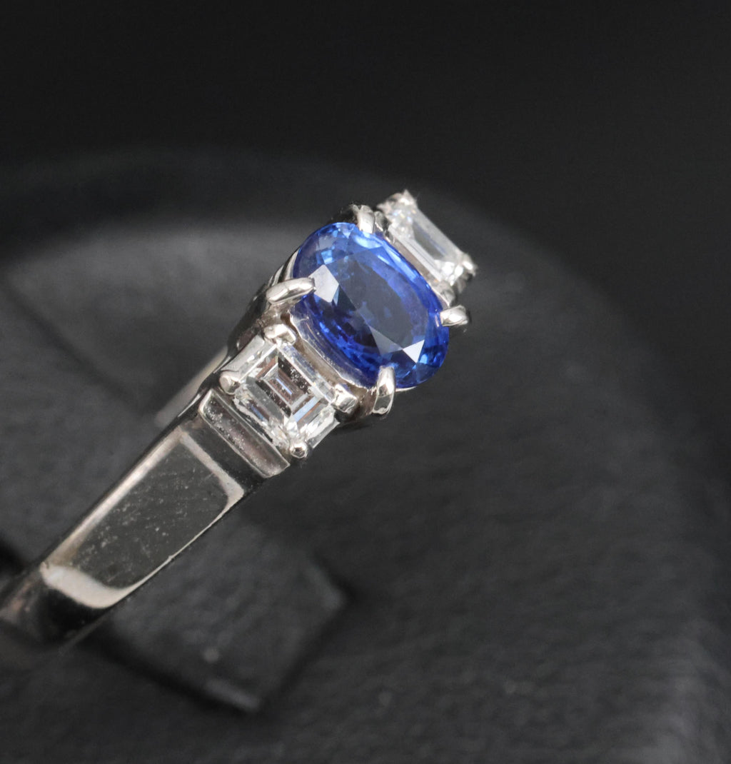 Fine 0.61ct Royal Blue Sapphire & 0.22ct Diamond Platinum Ring, Size 6.25