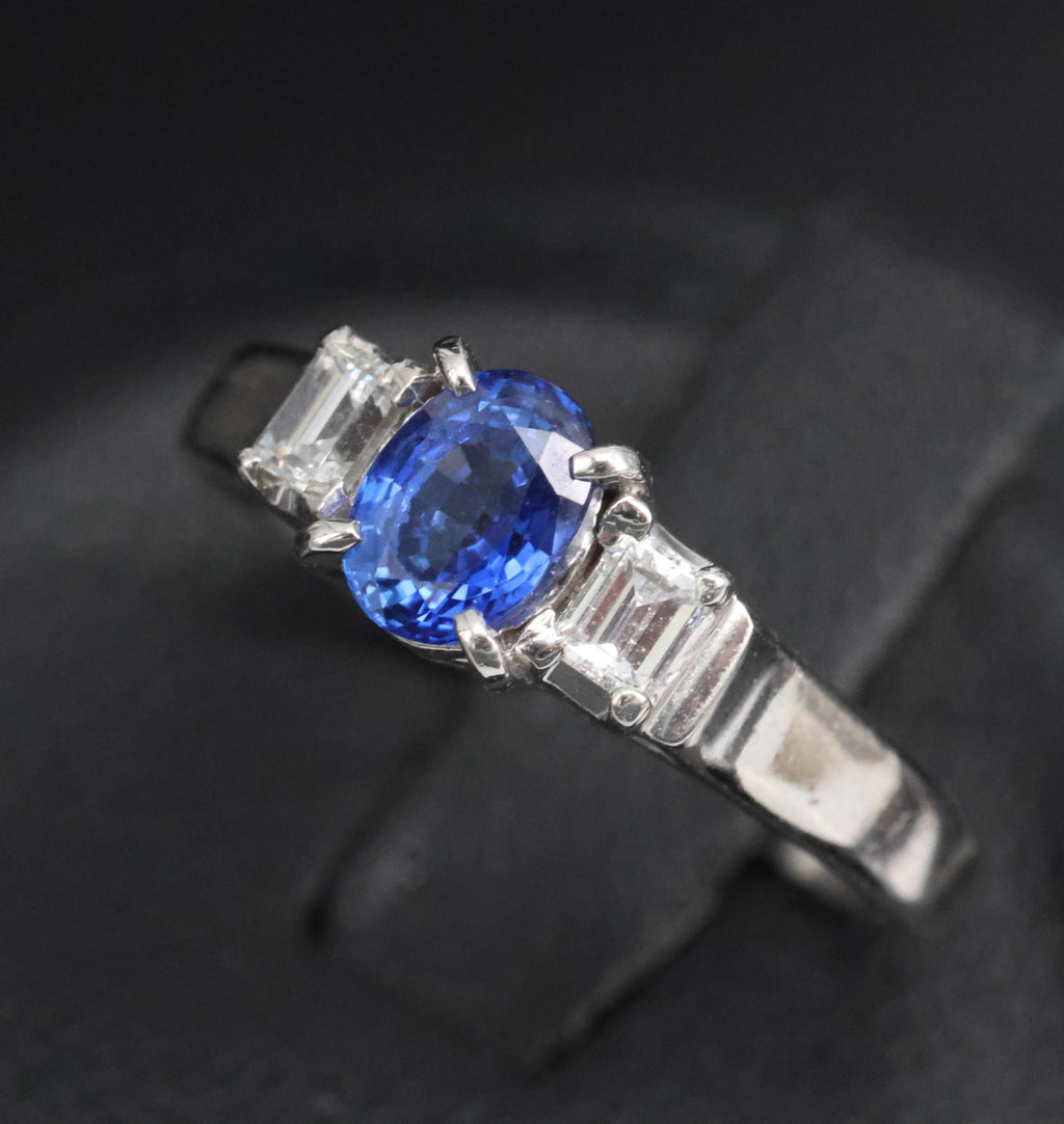 Fine 0.61ct Royal Blue Sapphire & 0.22ct Diamond Platinum Ring, Size 6.25