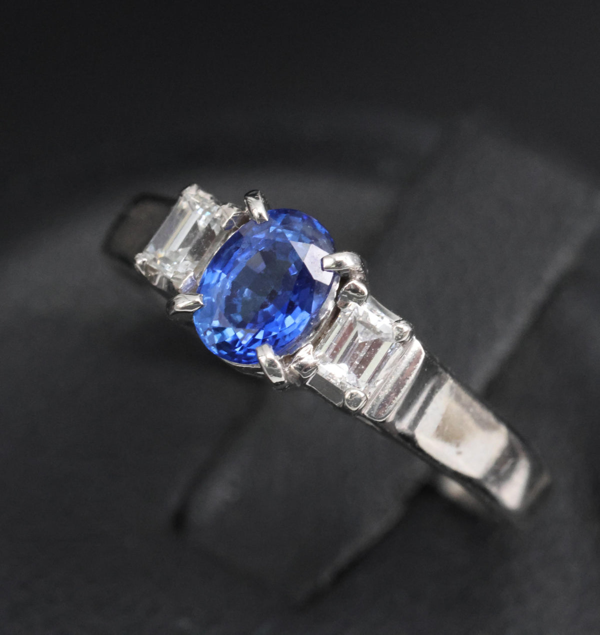 Fine 0.61ct Royal Blue Sapphire & 0.22ct Diamond Platinum Ring, Size 6.25