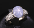 Fine 4.61ct Natural Star Sapphire & 0.36ct Diamond Platinum Ring Size 7.75