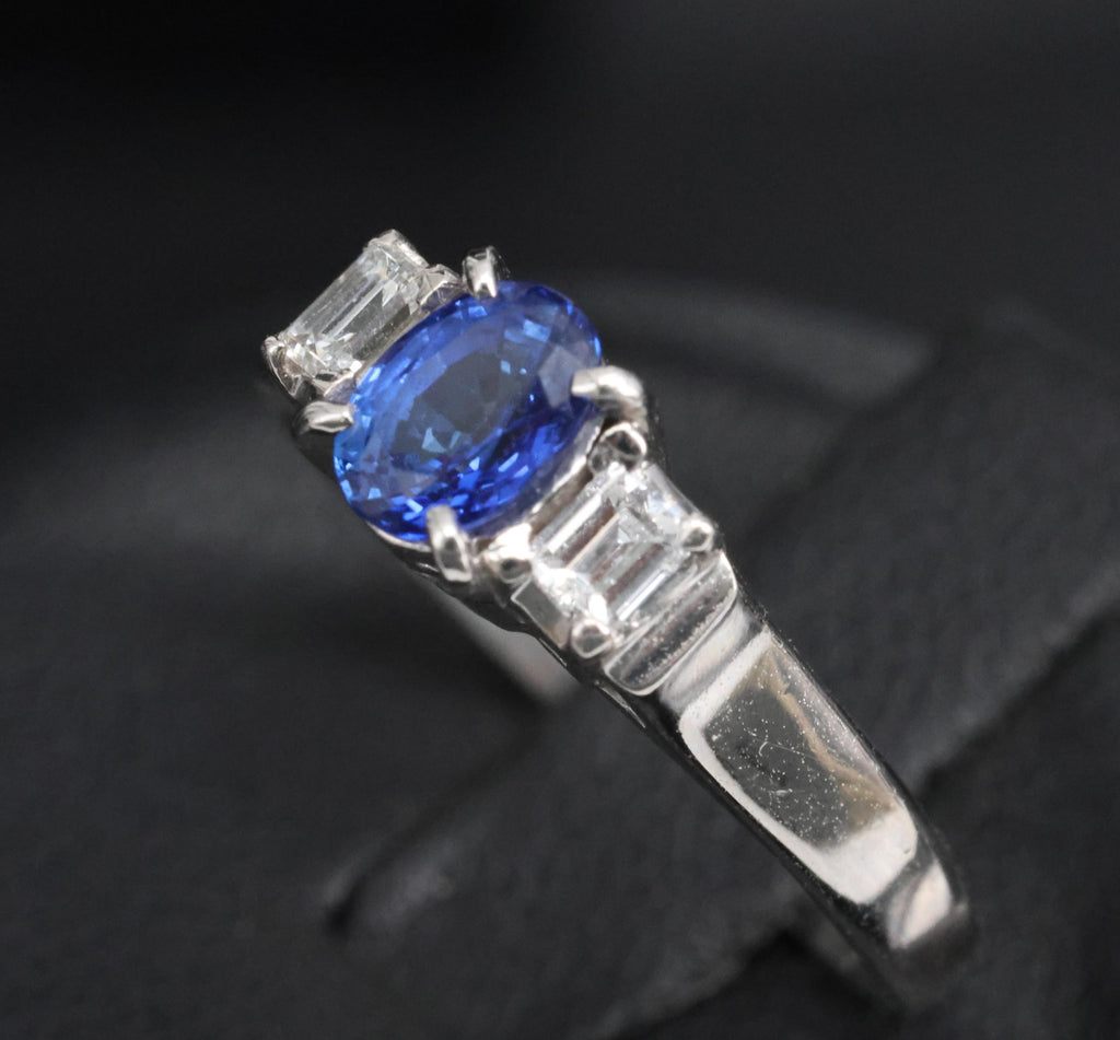 Fine 0.61ct Royal Blue Sapphire & 0.22ct Diamond Platinum Ring, Size 6.25