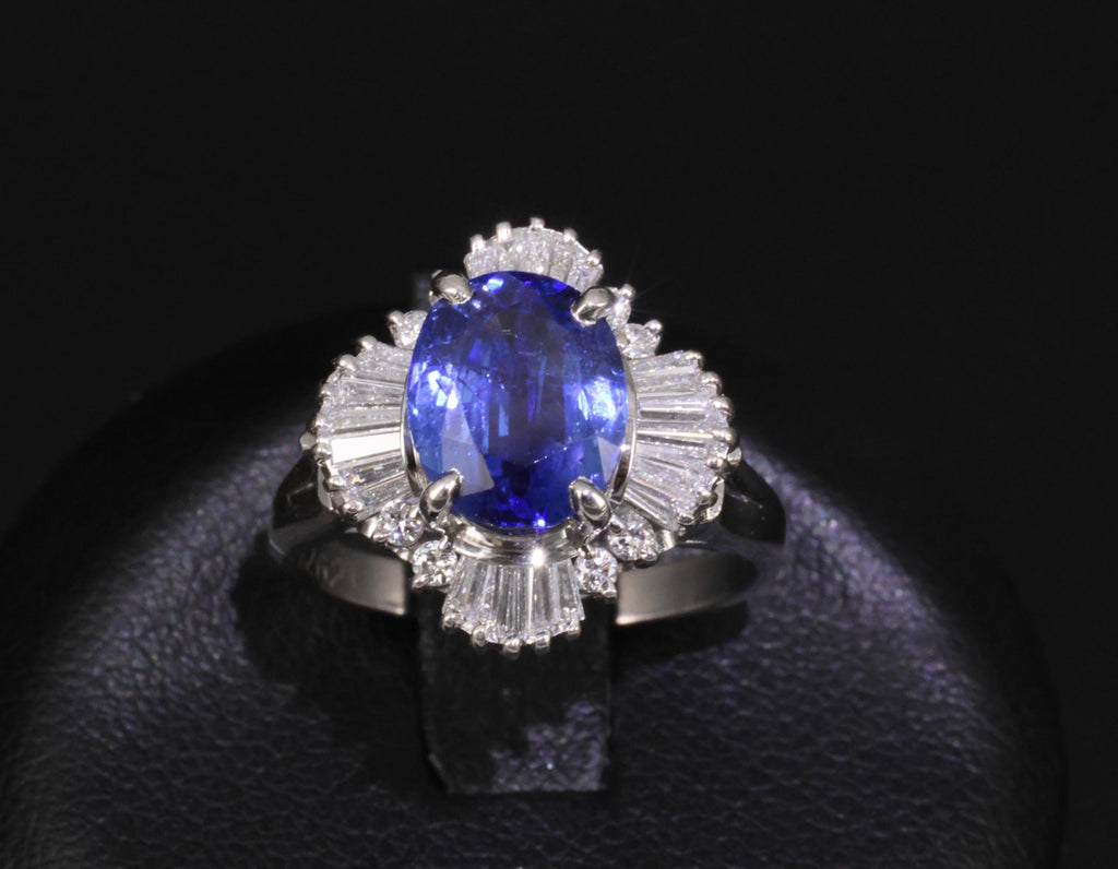 2.62ct GIA Ceylon Heated Sapphire & 0.47ct Diamond Platinum Ring Size 5.25, 7.5g