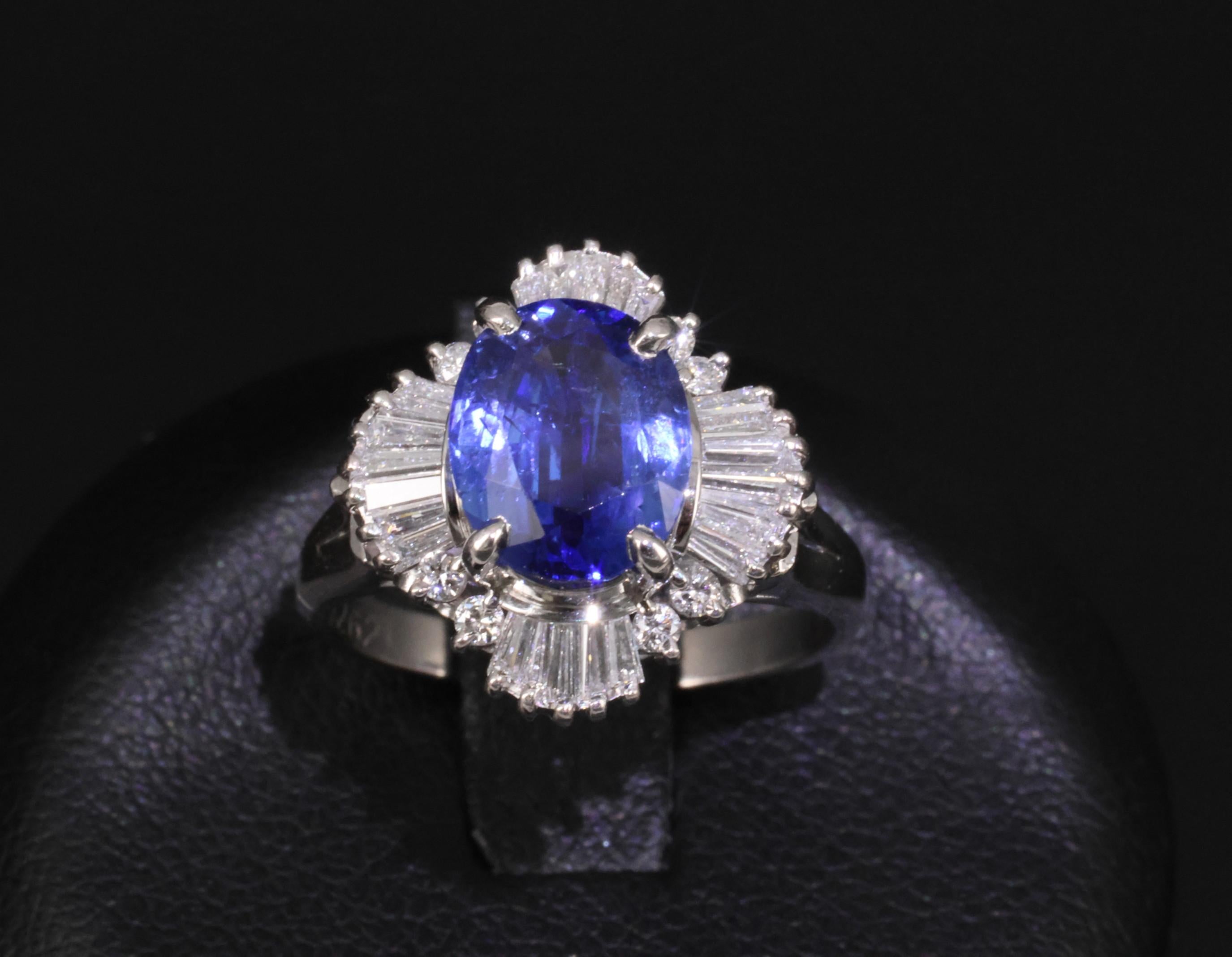2.62ct GIA Ceylon Heated Sapphire & 0.47ct Diamond Platinum Ring Size 5.25, 7.5g