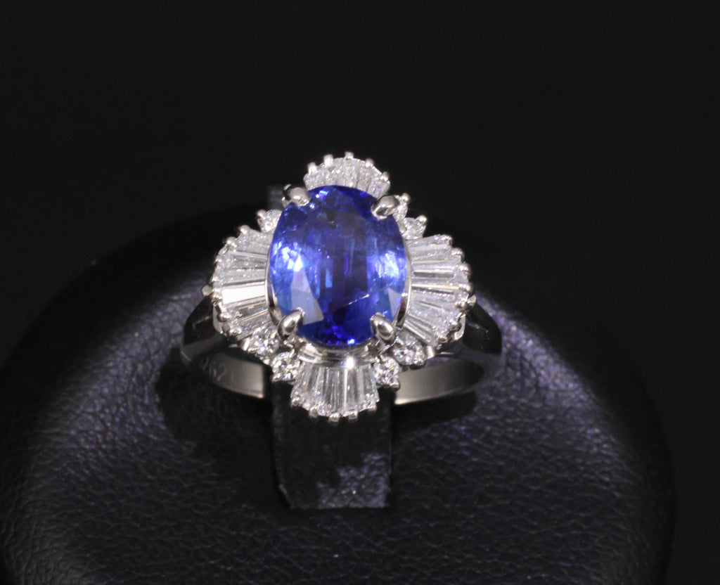 2.62ct GIA Ceylon Heated Sapphire & 0.47ct Diamond Platinum Ring Size 5.25, 7.5g