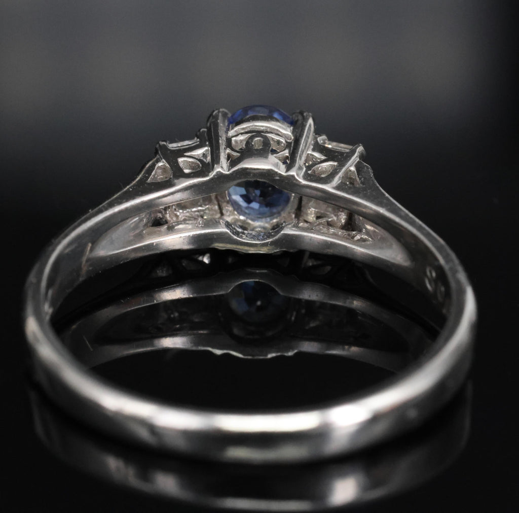 Fine 0.61ct Royal Blue Sapphire & 0.22ct Diamond Platinum Ring, Size 6.25