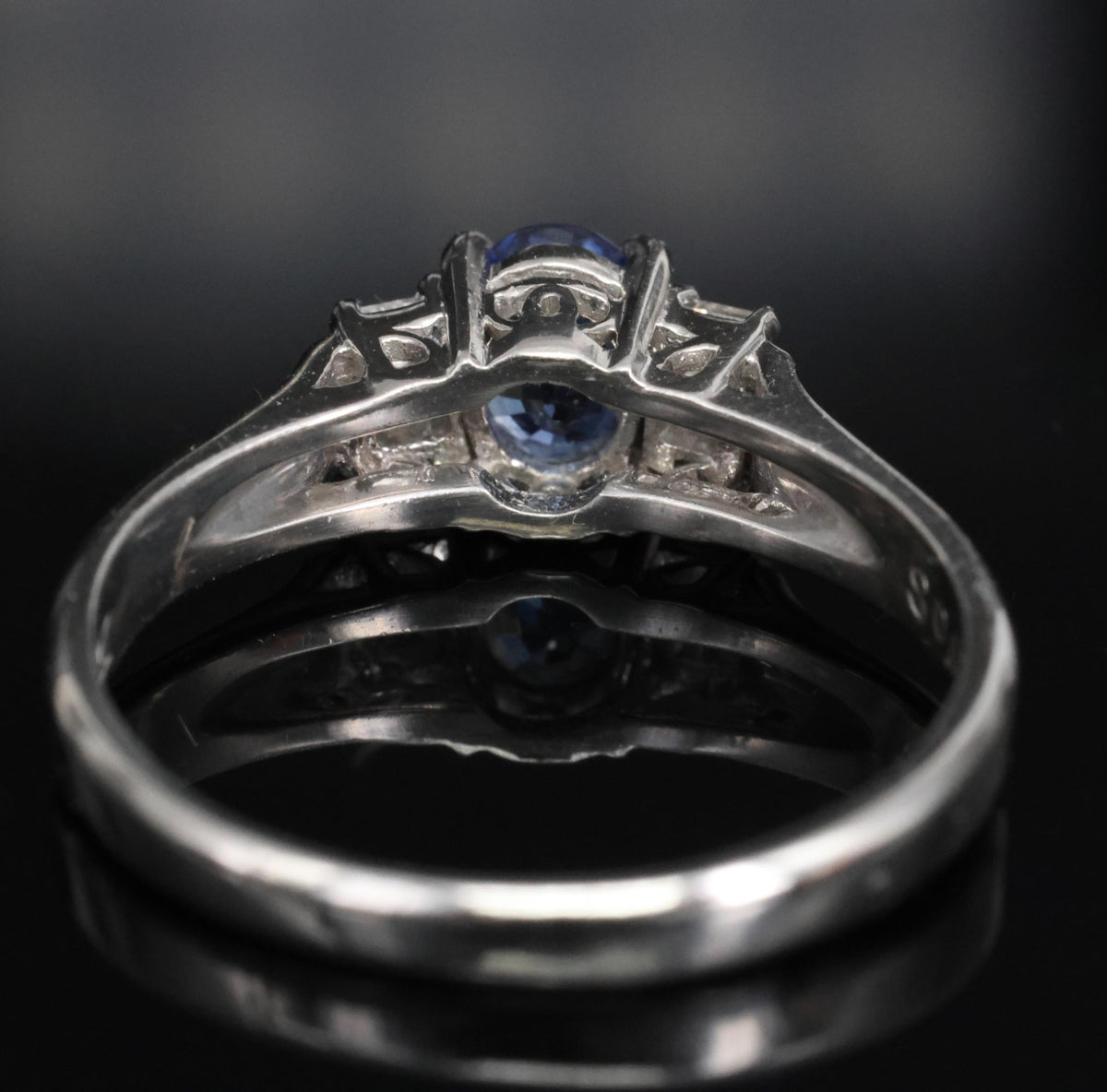 Fine 0.61ct Royal Blue Sapphire & 0.22ct Diamond Platinum Ring, Size 6.25