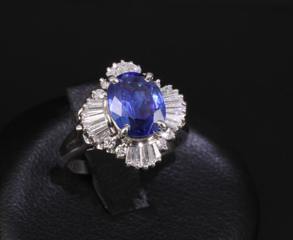 2.62ct GIA Ceylon Heated Sapphire & 0.47ct Diamond Platinum Ring Size 5.25, 7.5g