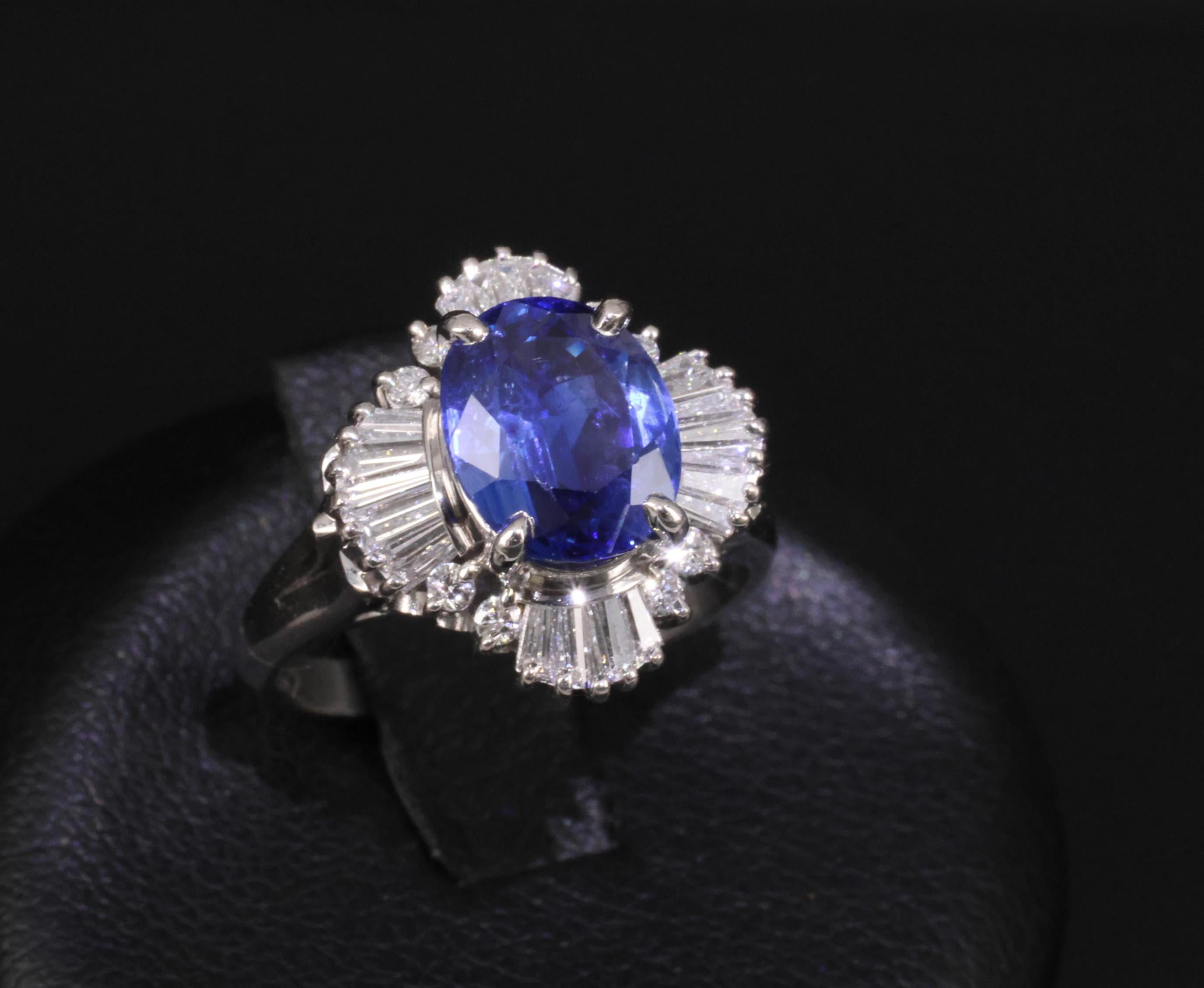 2.62ct GIA Ceylon Heated Sapphire & 0.47ct Diamond Platinum Ring Size 5.25, 7.5g