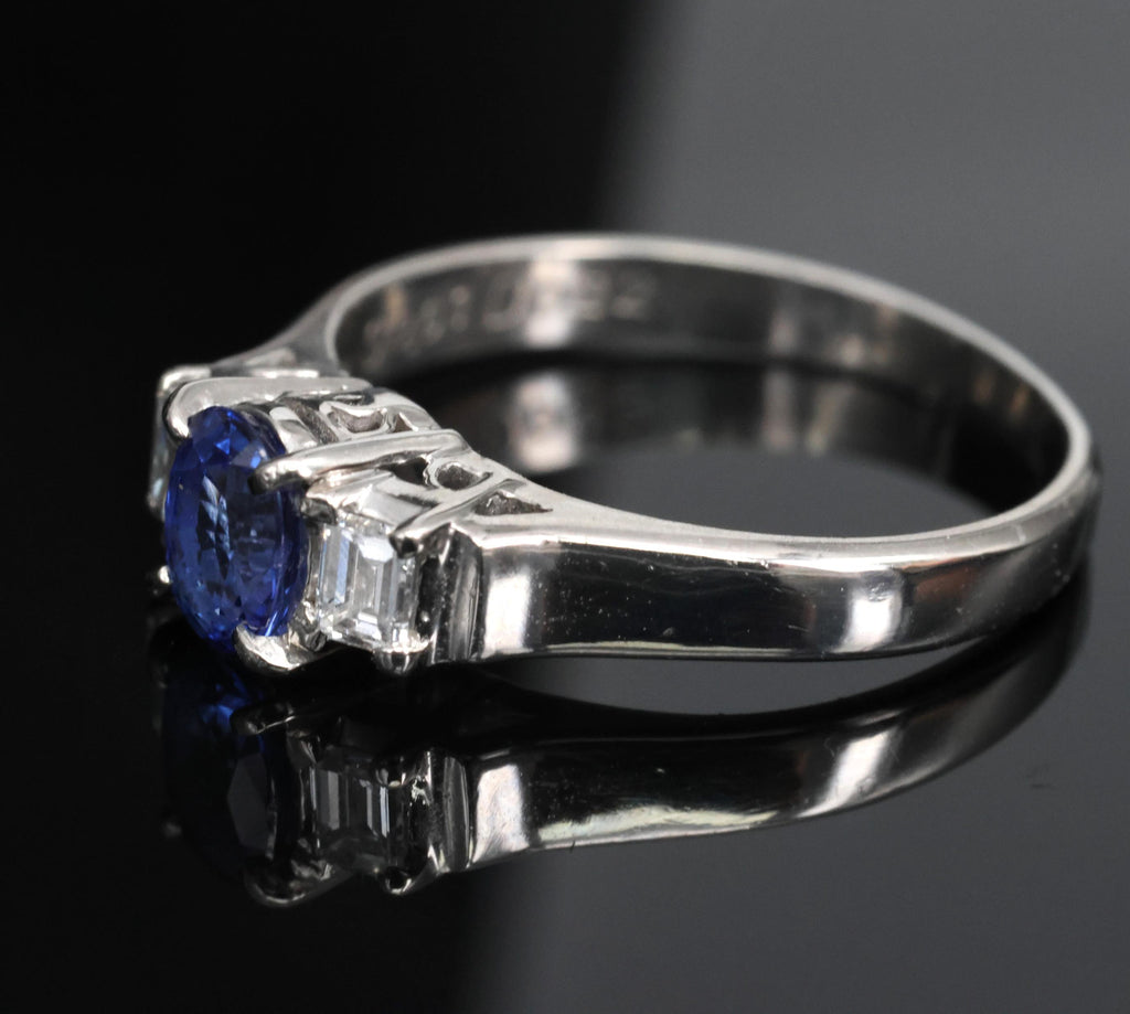 Fine 0.61ct Royal Blue Sapphire & 0.22ct Diamond Platinum Ring, Size 6.25