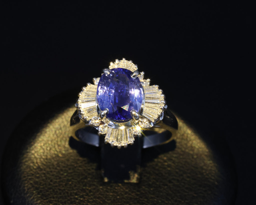 2.62ct GIA Ceylon Heated Sapphire & 0.47ct Diamond Platinum Ring Size 5.25, 7.5g