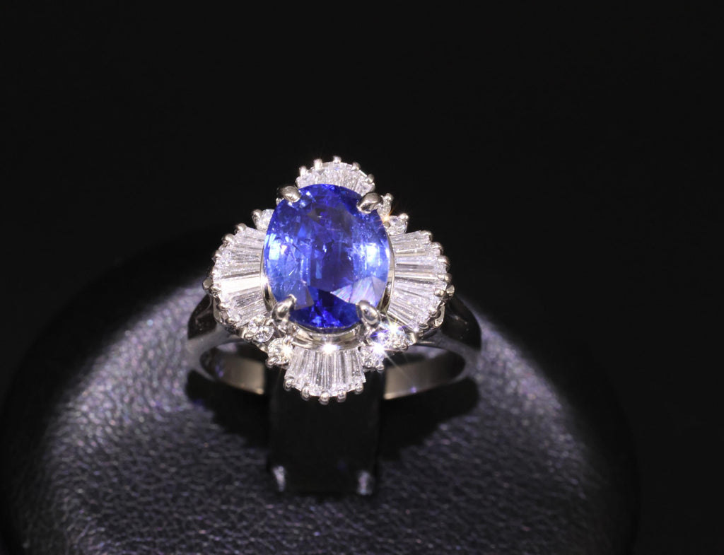 2.62ct GIA Ceylon Heated Sapphire & 0.47ct Diamond Platinum Ring Size 5.25, 7.5g