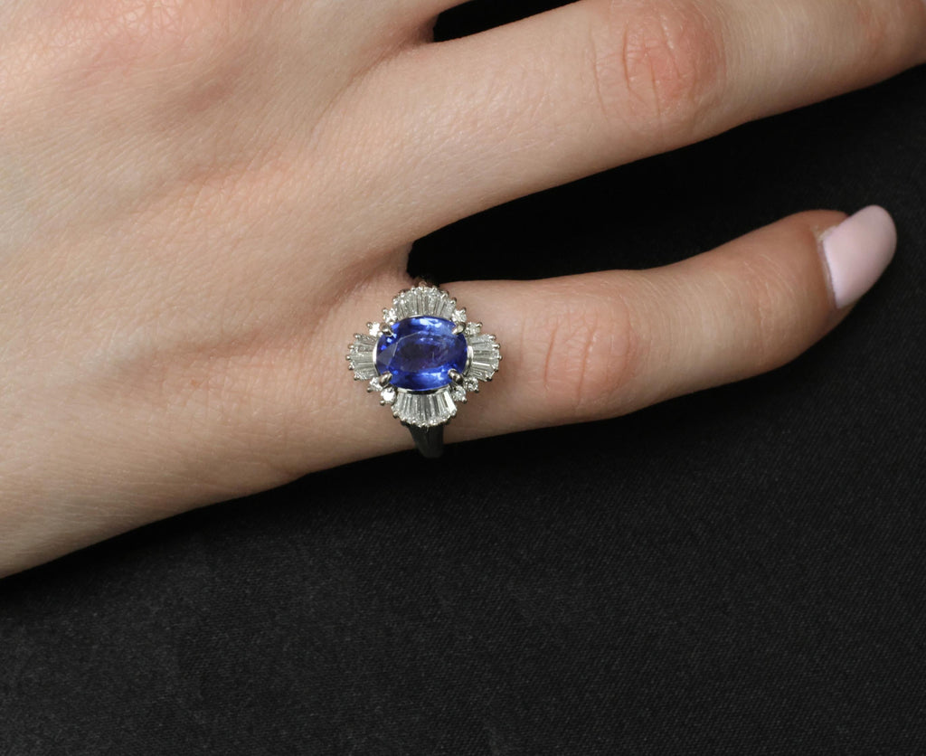 2.62ct GIA Ceylon Heated Sapphire & 0.47ct Diamond Platinum Ring Size 5.25, 7.5g