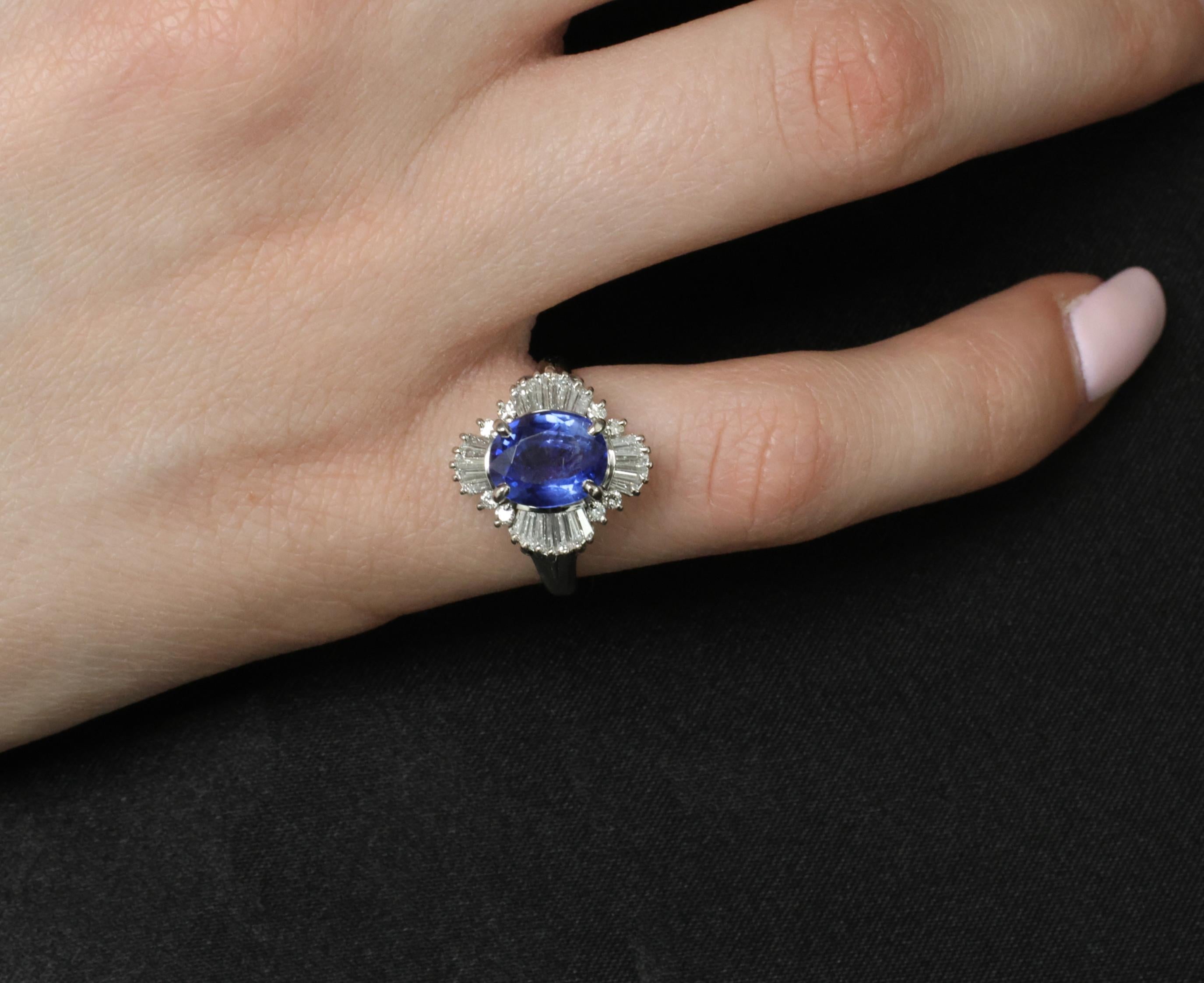 2.62ct GIA Ceylon Heated Sapphire & 0.47ct Diamond Platinum Ring Size 5.25, 7.5g