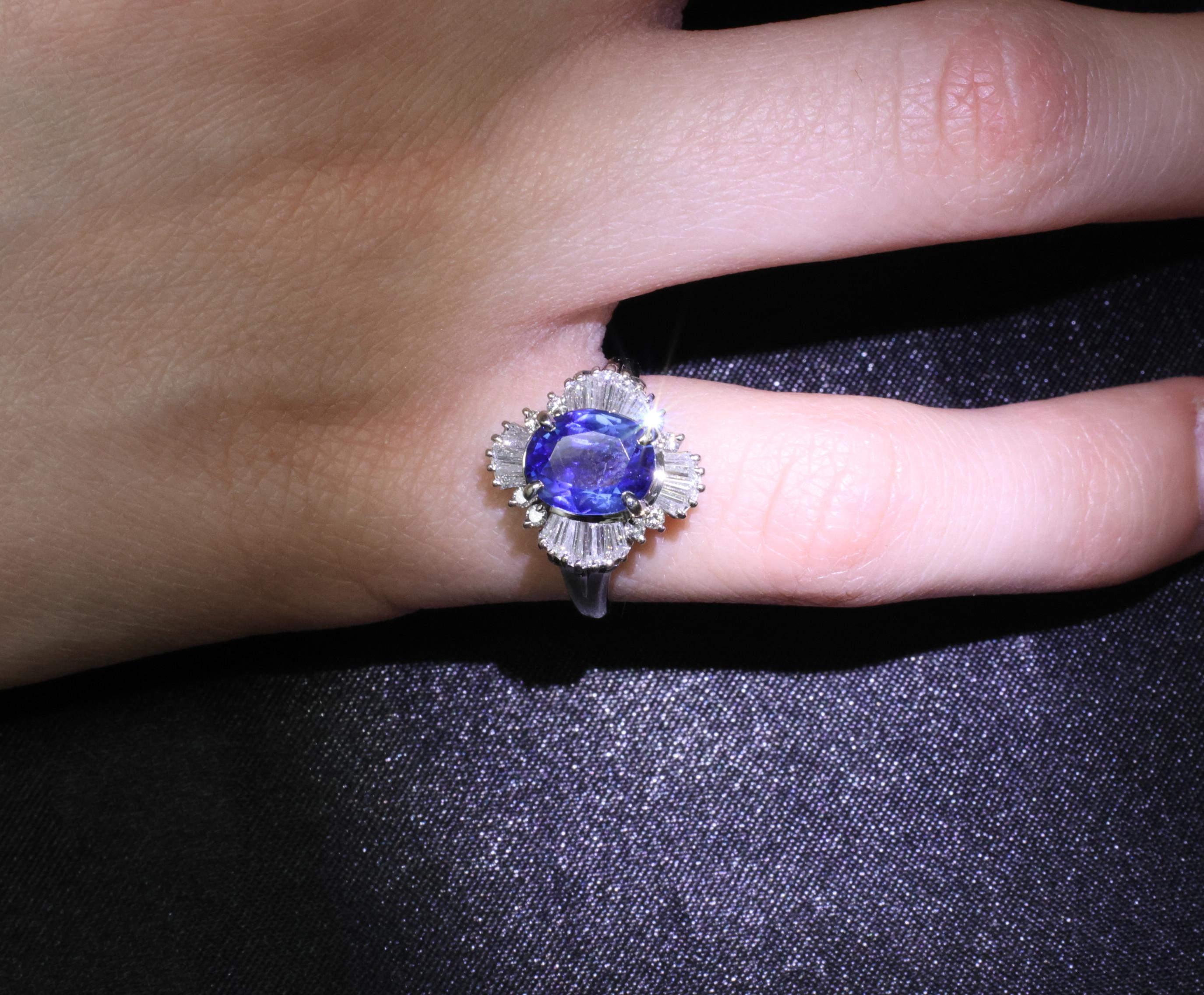 2.62ct GIA Ceylon Heated Sapphire & 0.47ct Diamond Platinum Ring Size 5.25, 7.5g