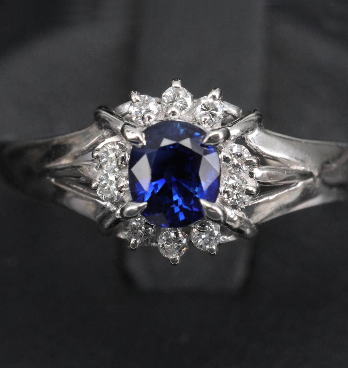 0.51ct Royal Blue Natural Sapphire & 0.10ct Diamond Platinum Ring, Size 7.75