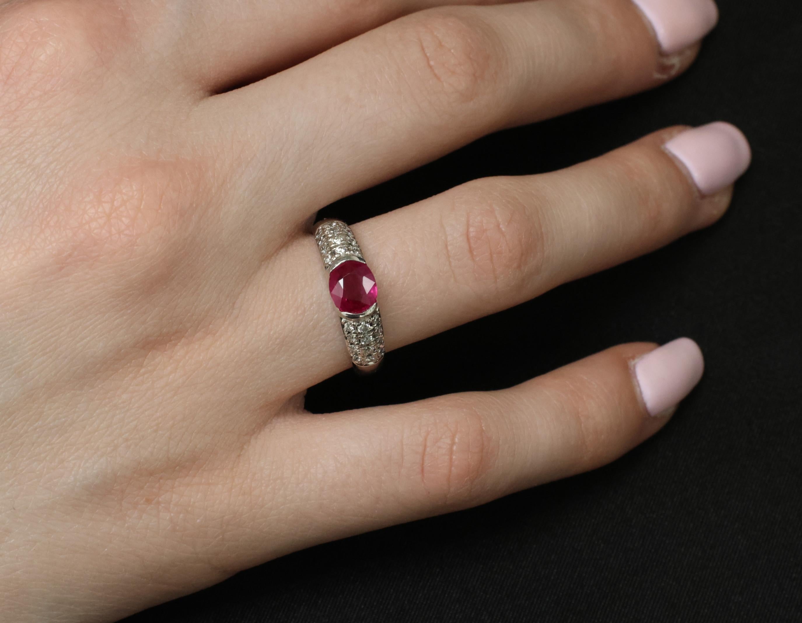 1.28ct GIA Burma Ruby & 0.30ct Diamond Platinum Ring Size 7.5, 7.2g