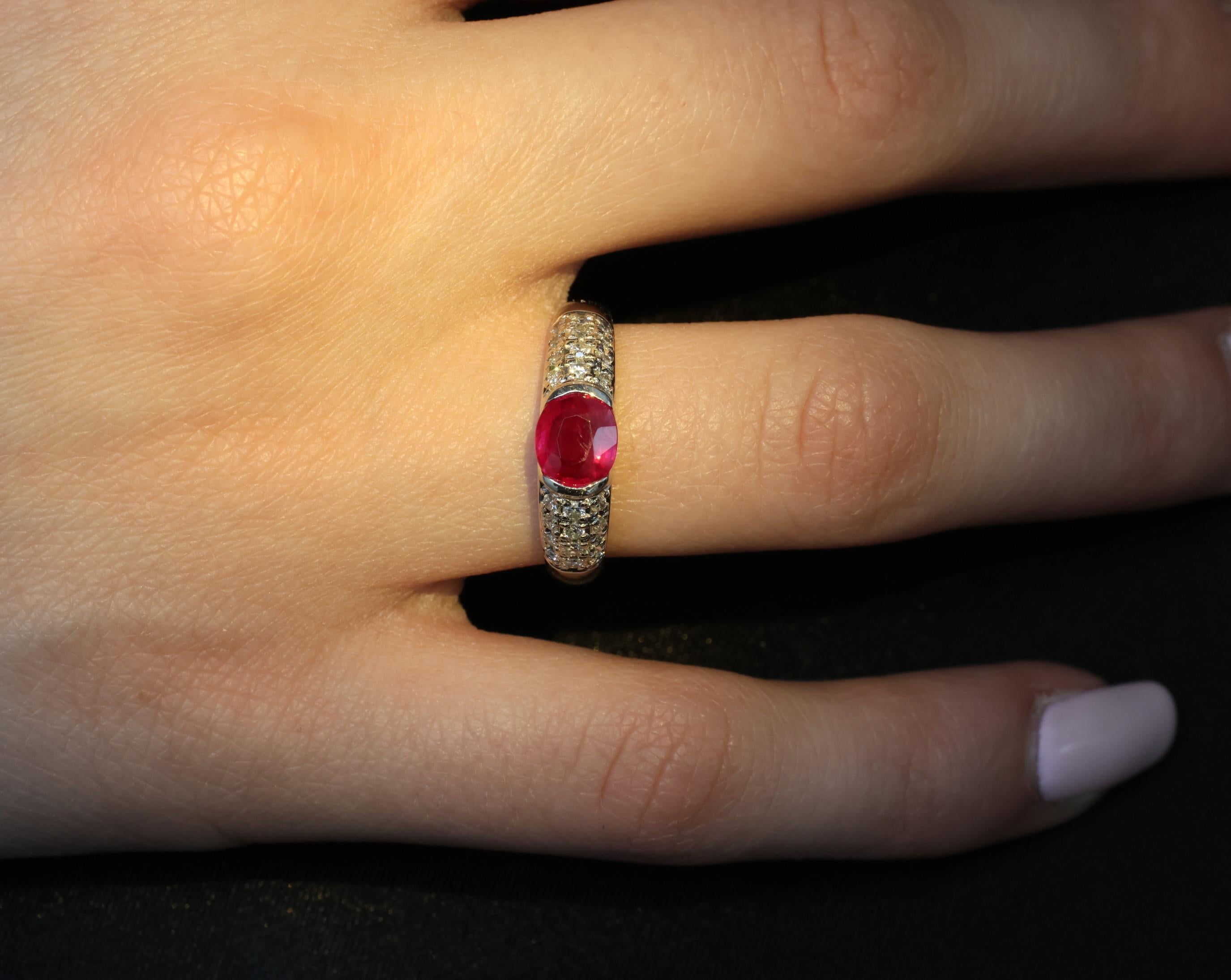 1.28ct GIA Burma Ruby & 0.30ct Diamond Platinum Ring Size 7.5, 7.2g