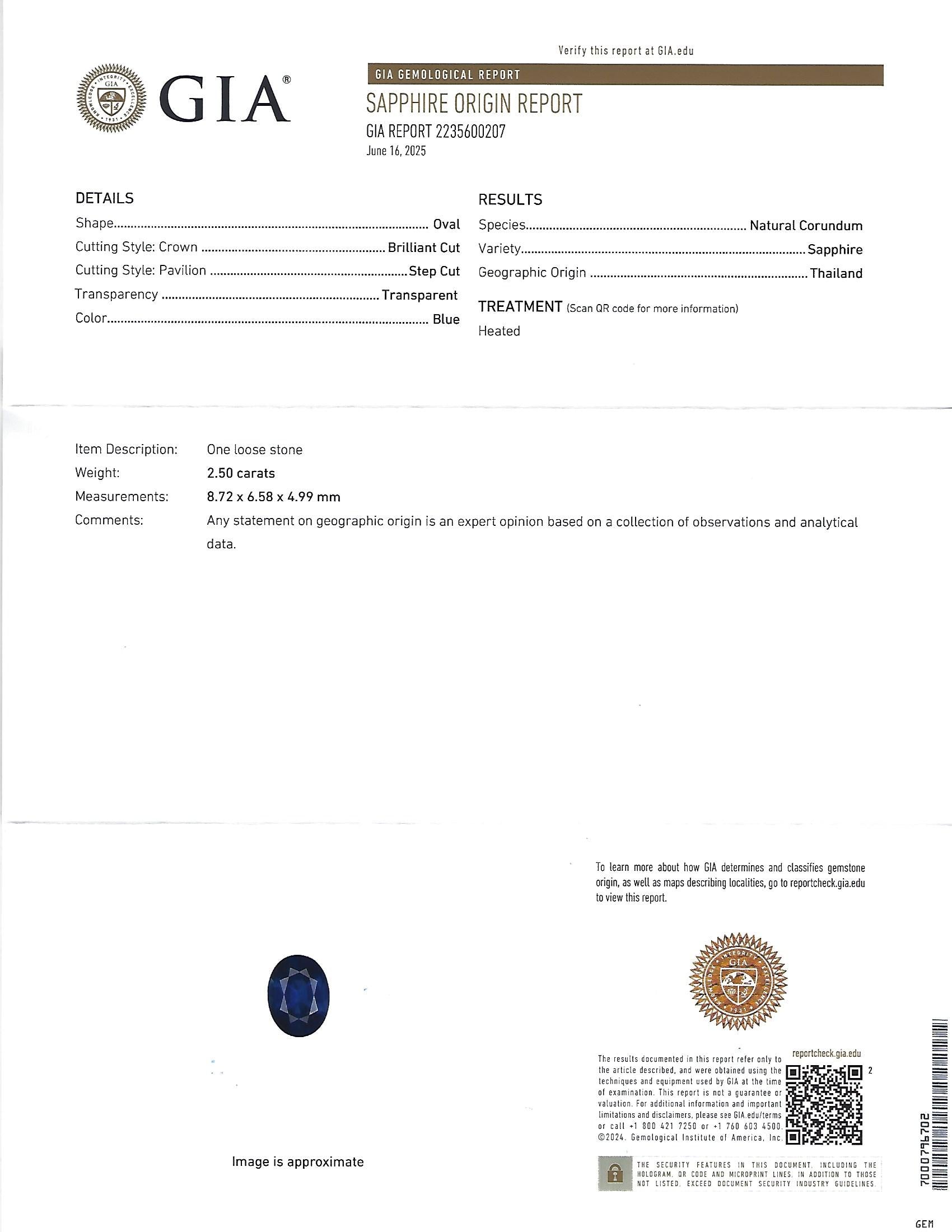 Fine 2.50ct GIA Certified Sapphire & 1.28ct Diamond Platinum Necklace