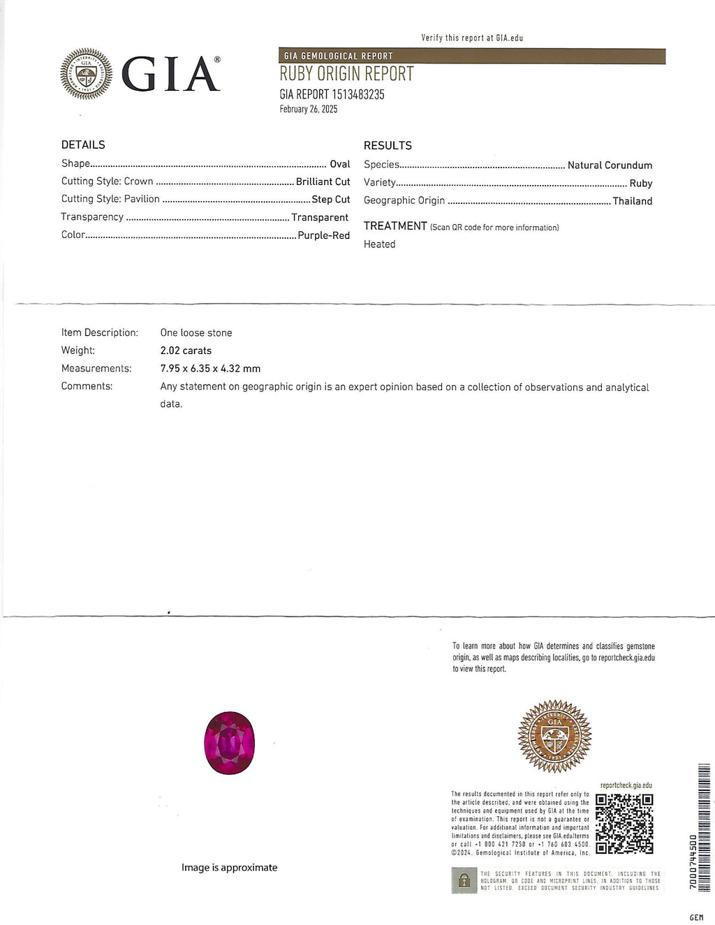 Fine Vintage 2.02ct GIA Thai Ruby & 0.83 Diamond Platinum Ring, Size 6