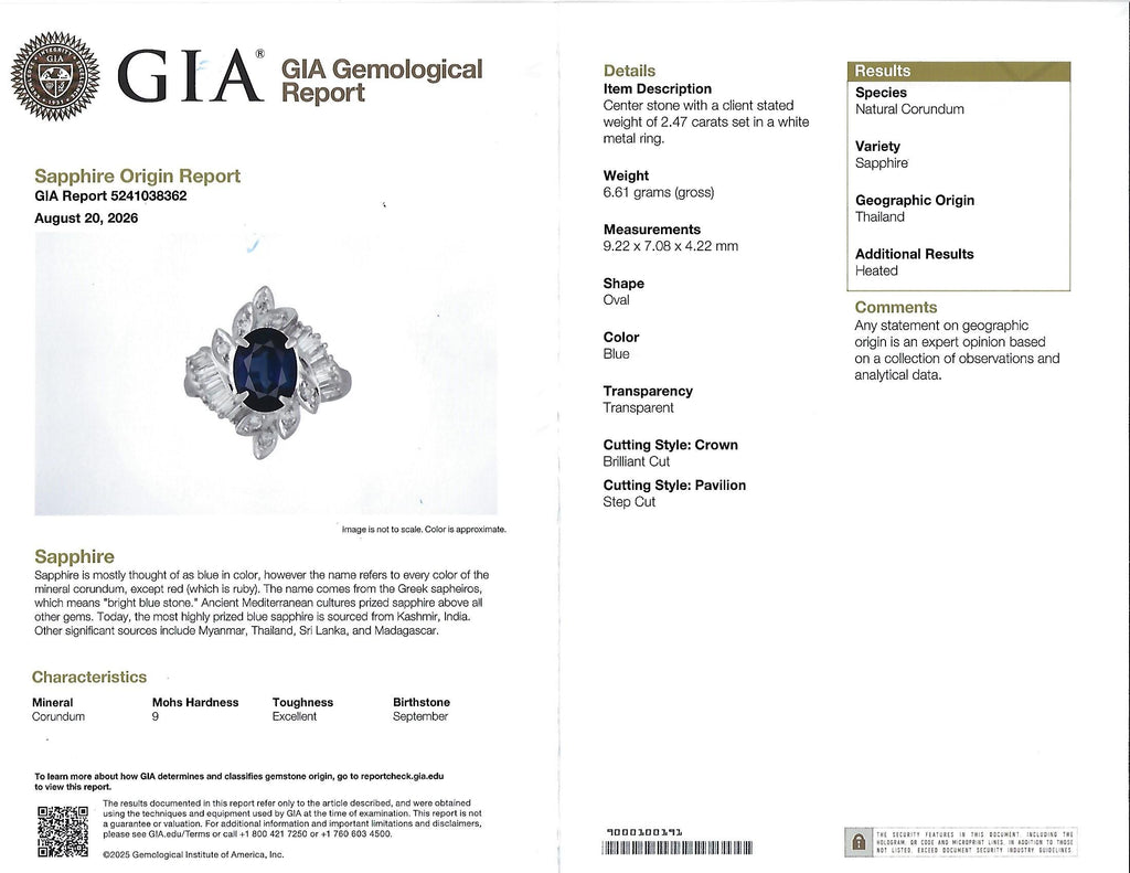 Fine 2.47ct GIA Blue Sapphire & 0.52ct Diamond Halo Platinum Ring, Size 5.75