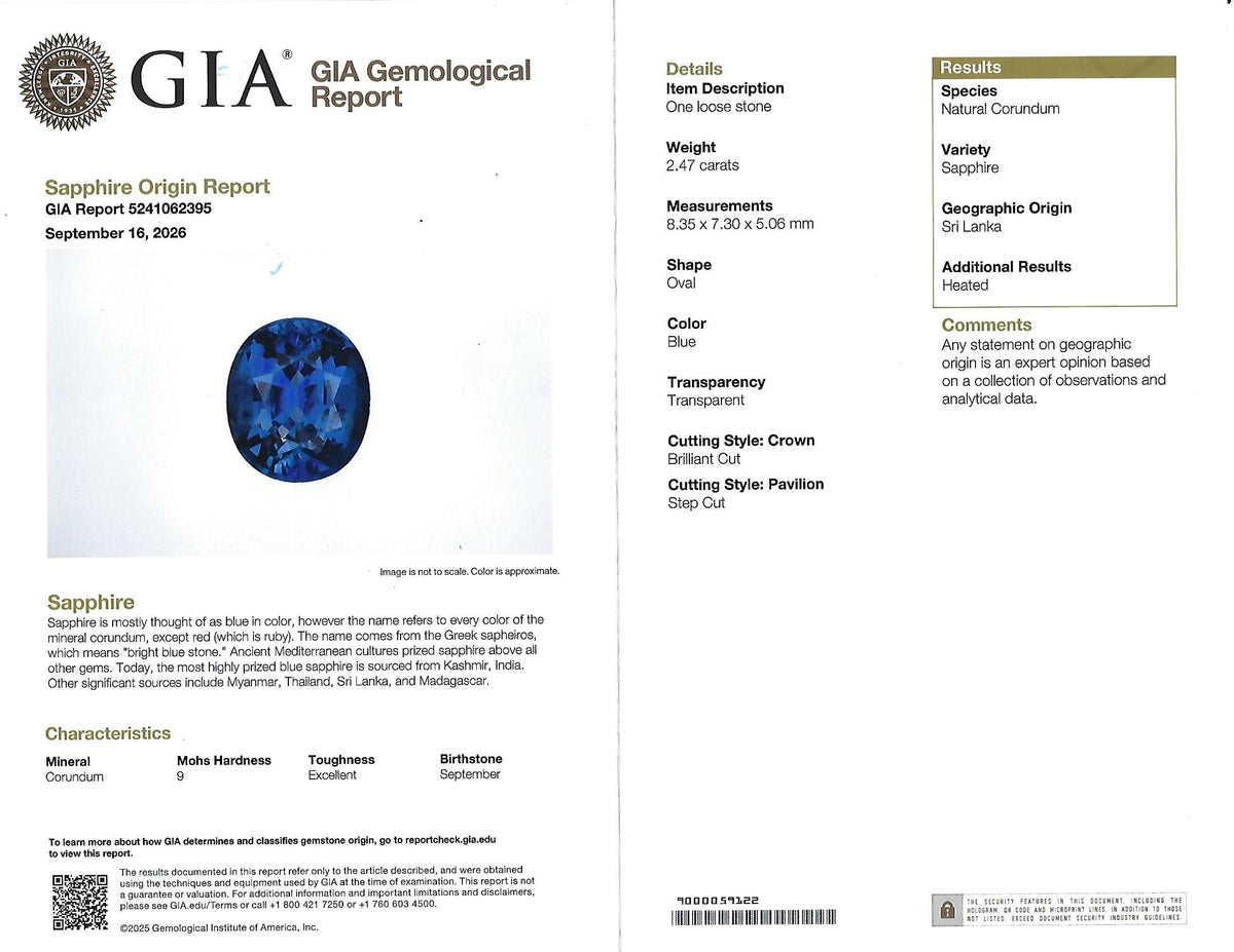 2.47ct GIA Ceylon Intense Blue Sapphire & 0.53ct Diamond Platinum Ring, Size 6