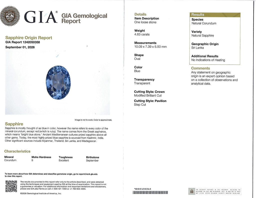 4.63ct GIA Ceylon No Heat Sapphire  & 0.53ct Diamond Halo Platinum Ring Size 6.5