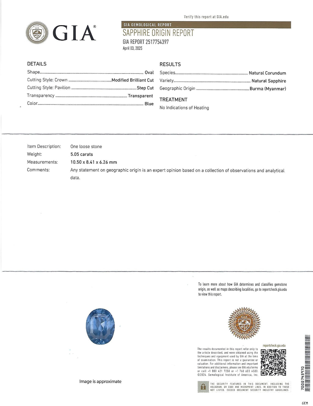 Rare 5.05ct GIA Burma No Heat Sapphire 0.67 Diamond Platinum Ring, Size 6.25