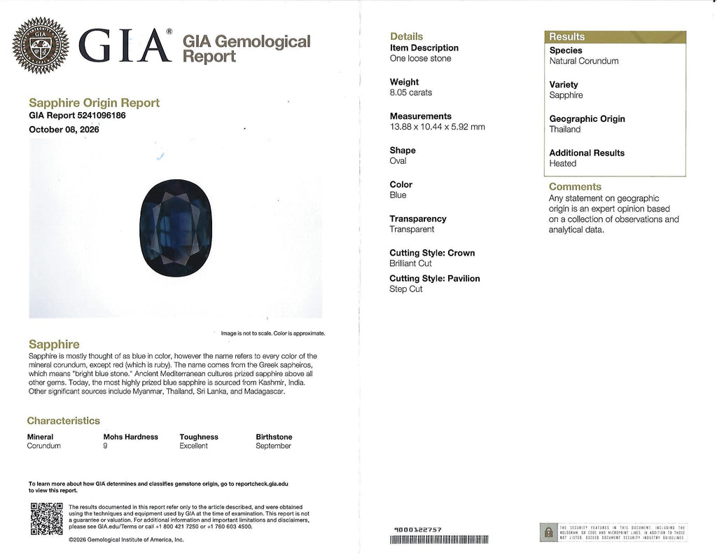 Massive 8.05ct GIA Thai Blue Sapphire & 3.16ct Diamond Platinum Ring, Size 7.5