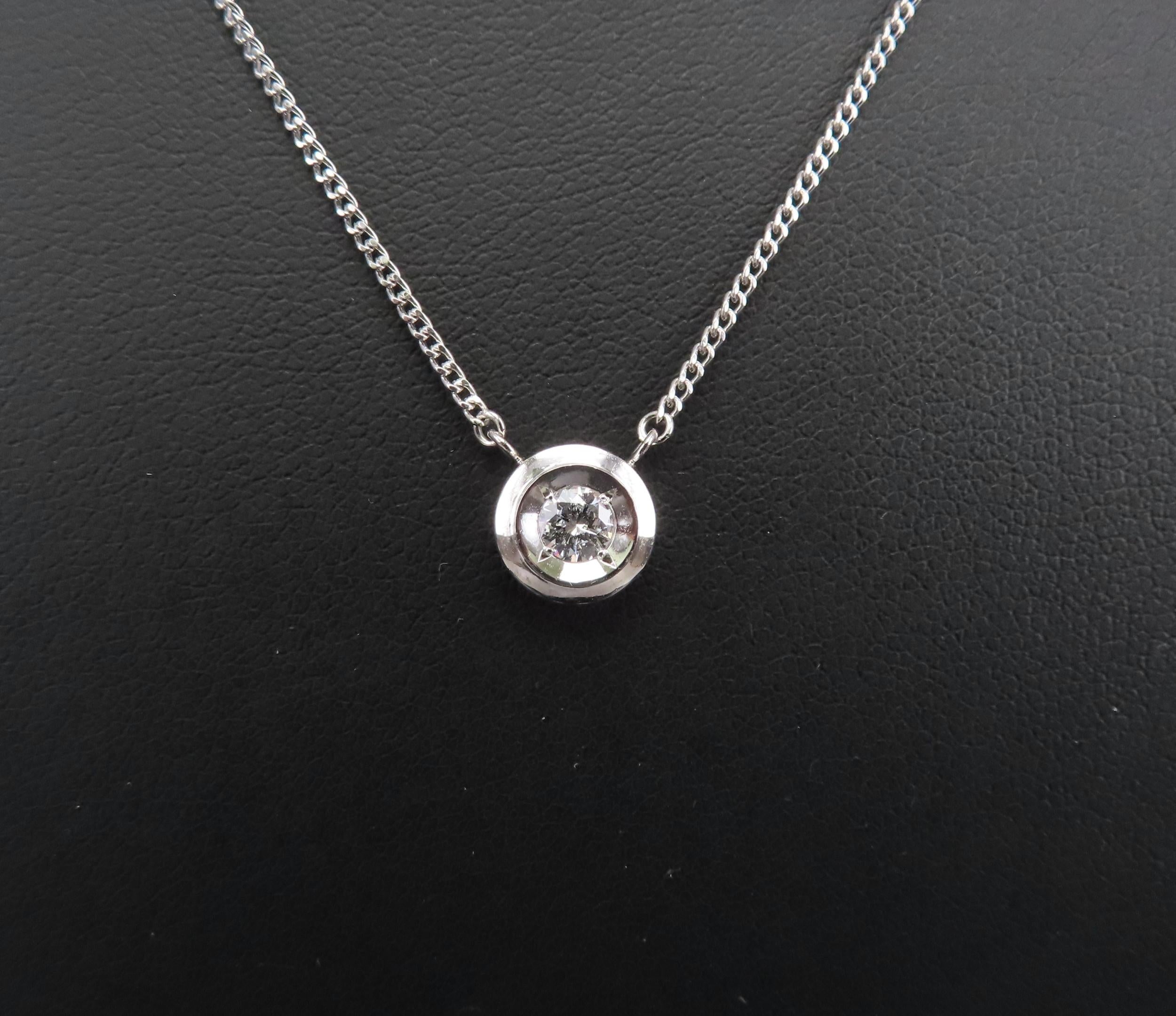 Vintage 0.19ct Round Brilliant Cut Natural Diamond Platinum Chain Necklace