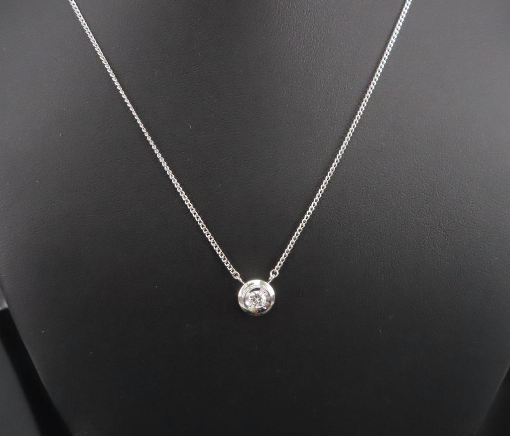 Vintage 0.19ct Round Brilliant Cut Natural Diamond Platinum Chain Necklace