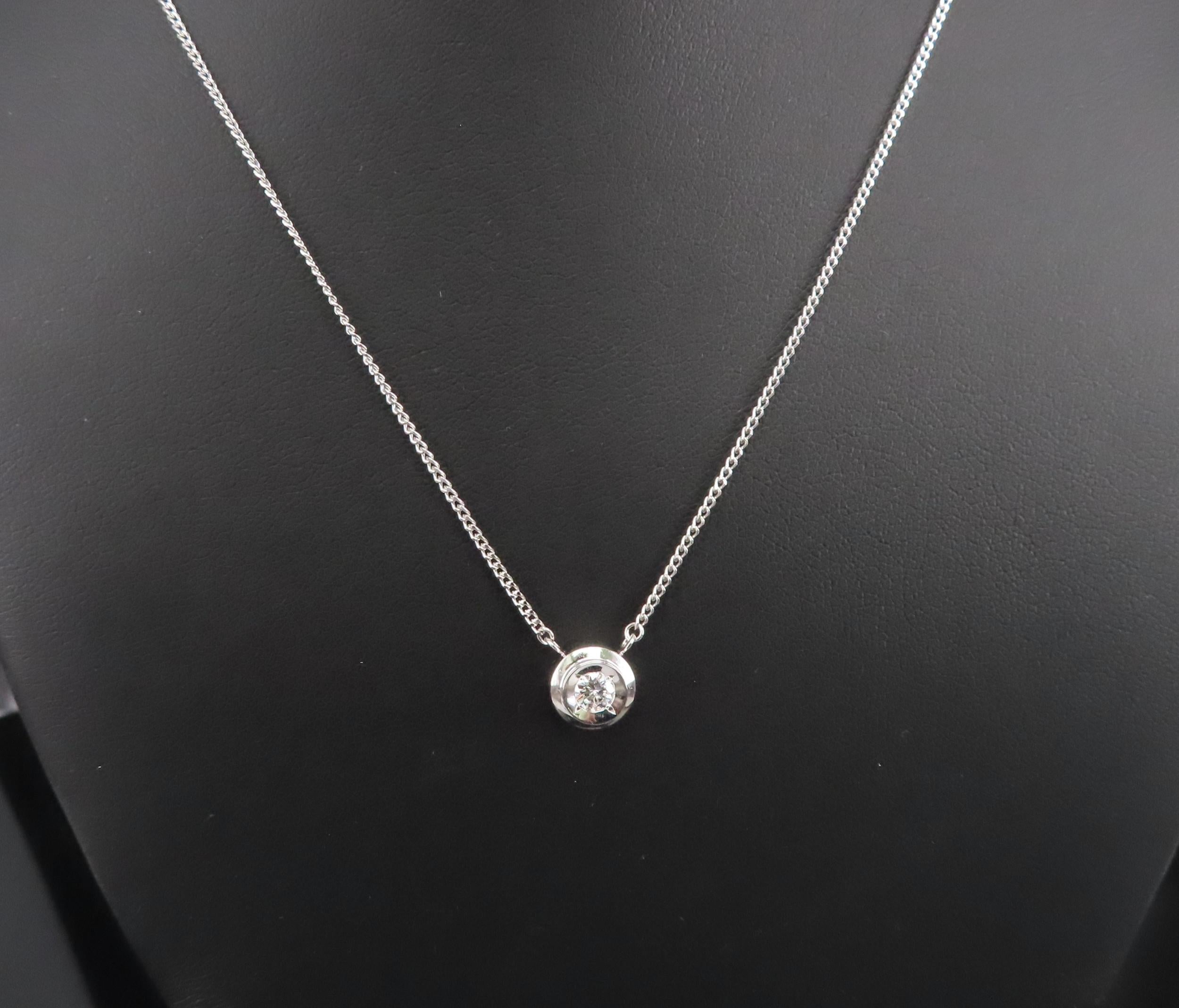 Vintage 0.19ct Round Brilliant Cut Natural Diamond Platinum Chain Necklace