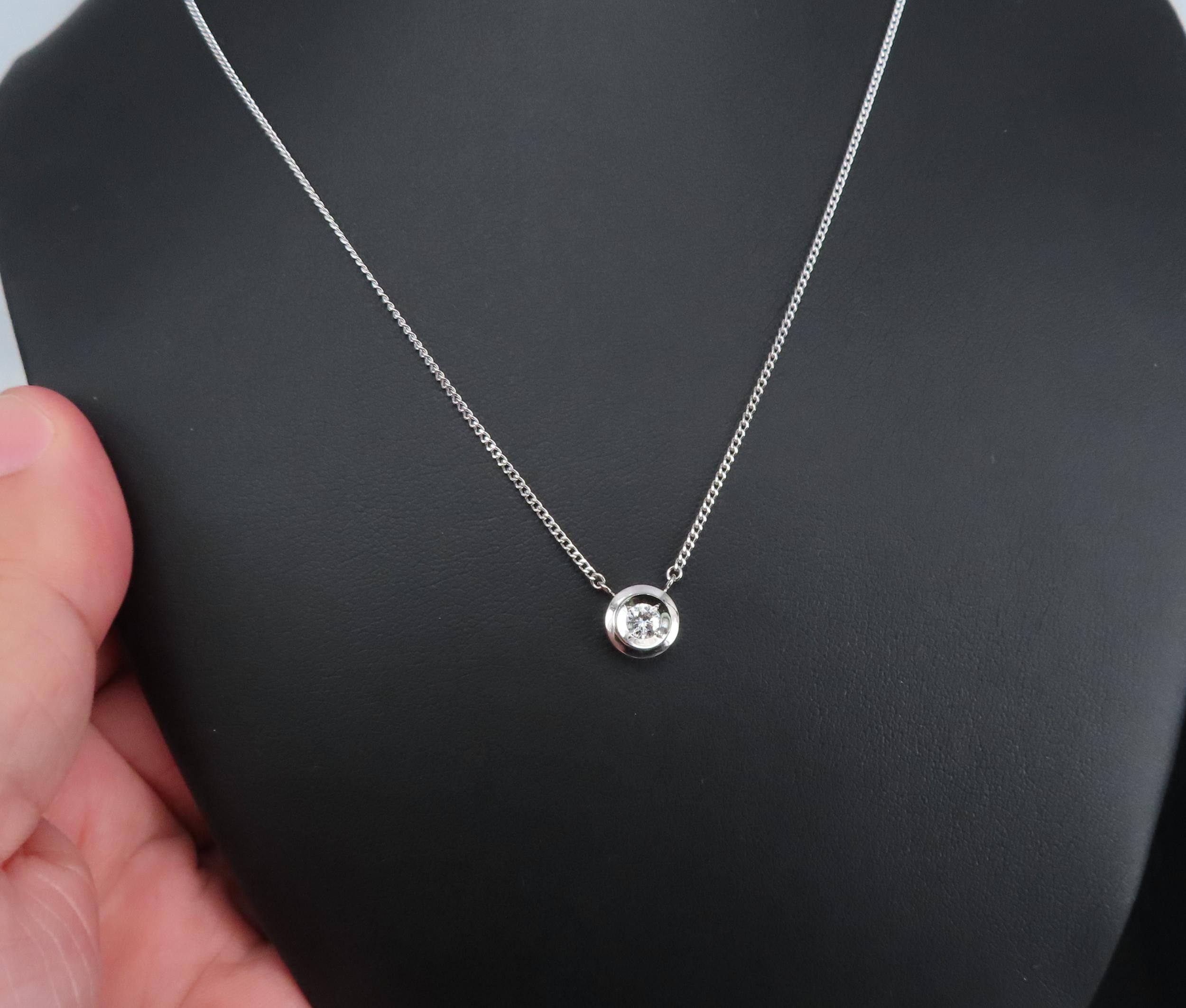 Vintage 0.19ct Round Brilliant Cut Natural Diamond Platinum Chain Necklace